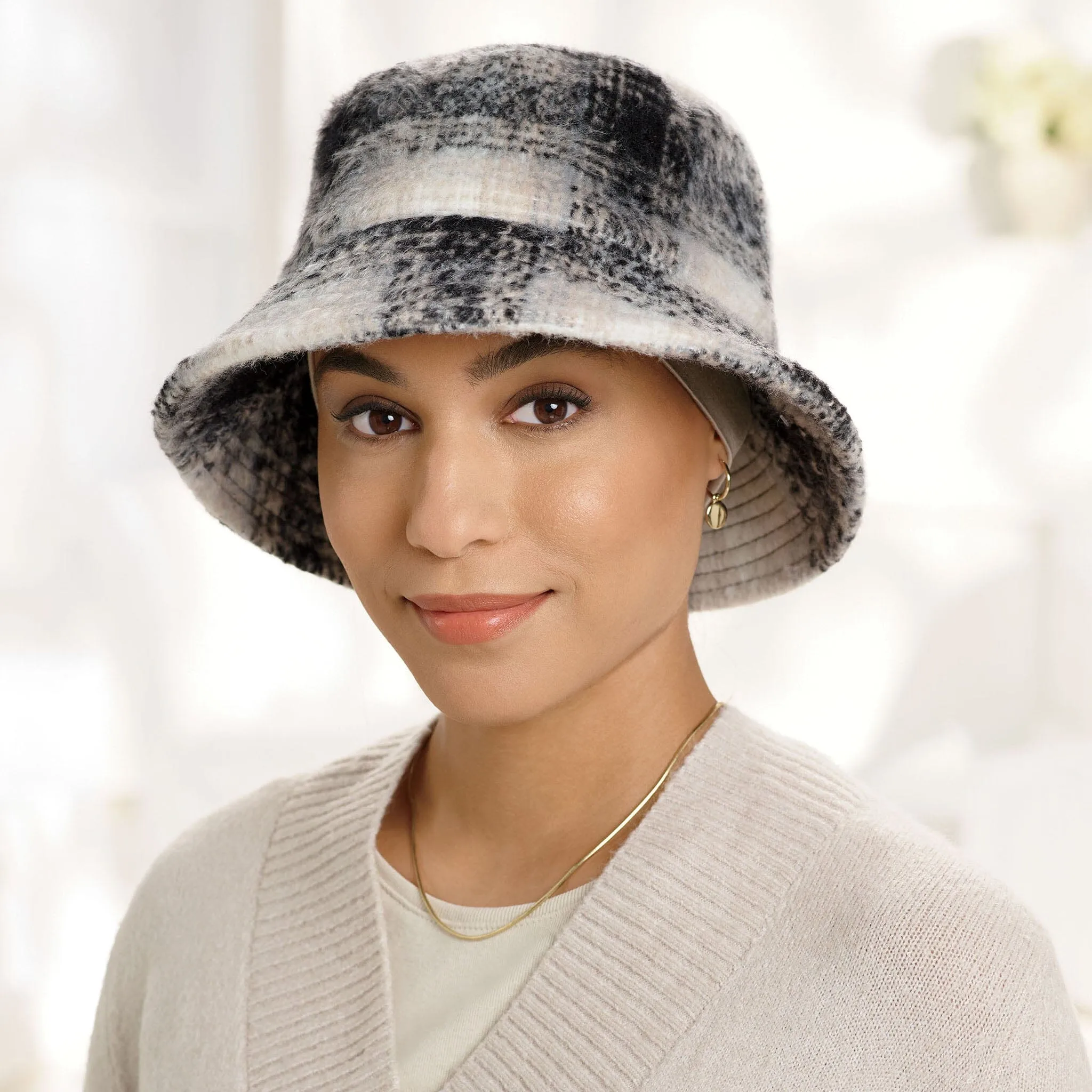 Brushed Plaid Bucket Hat