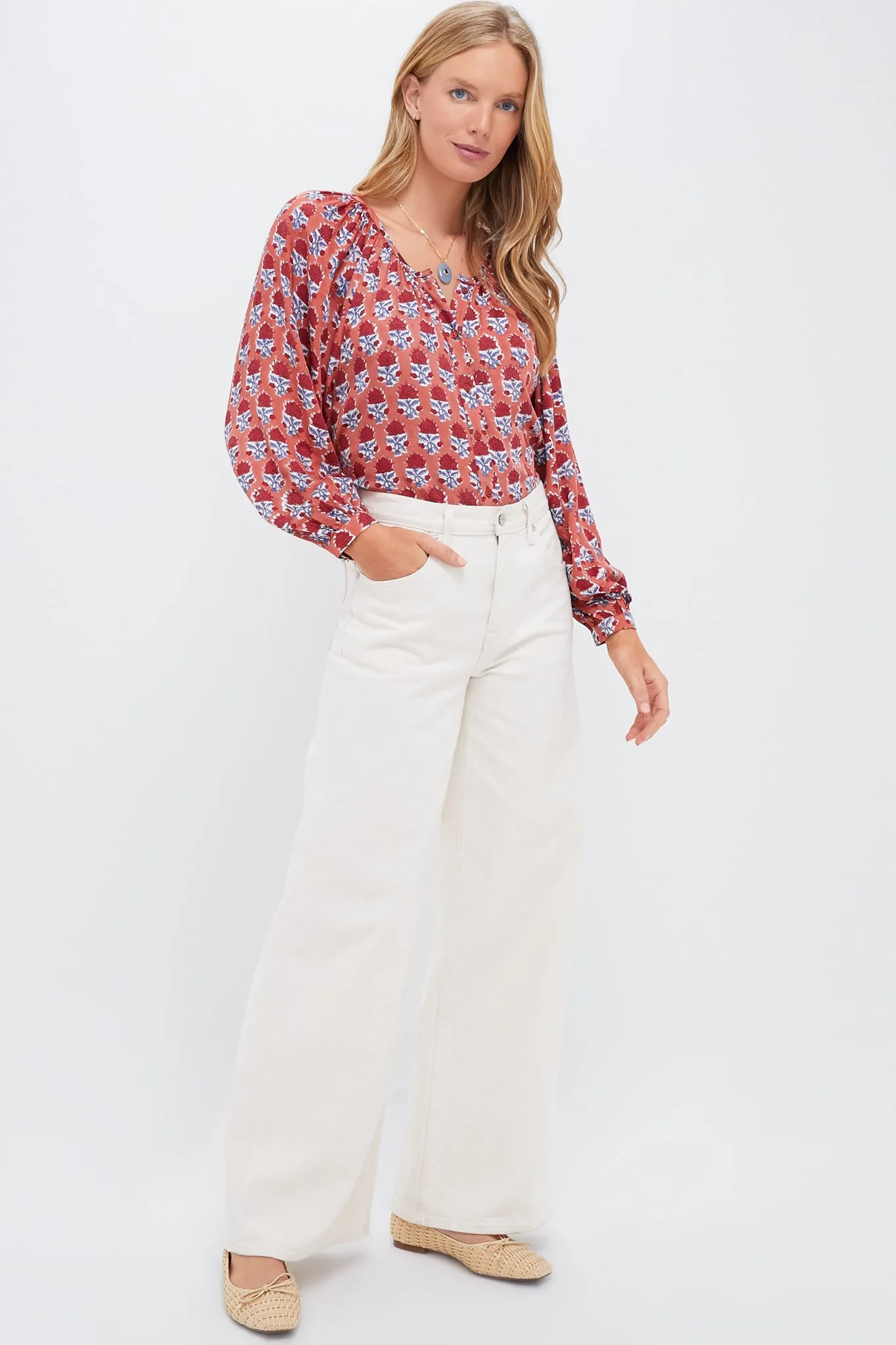 Carmen Flowers Satin Frances Blouse