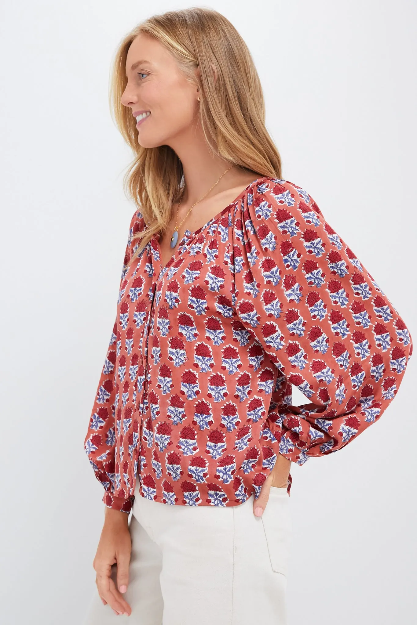Carmen Flowers Satin Frances Blouse