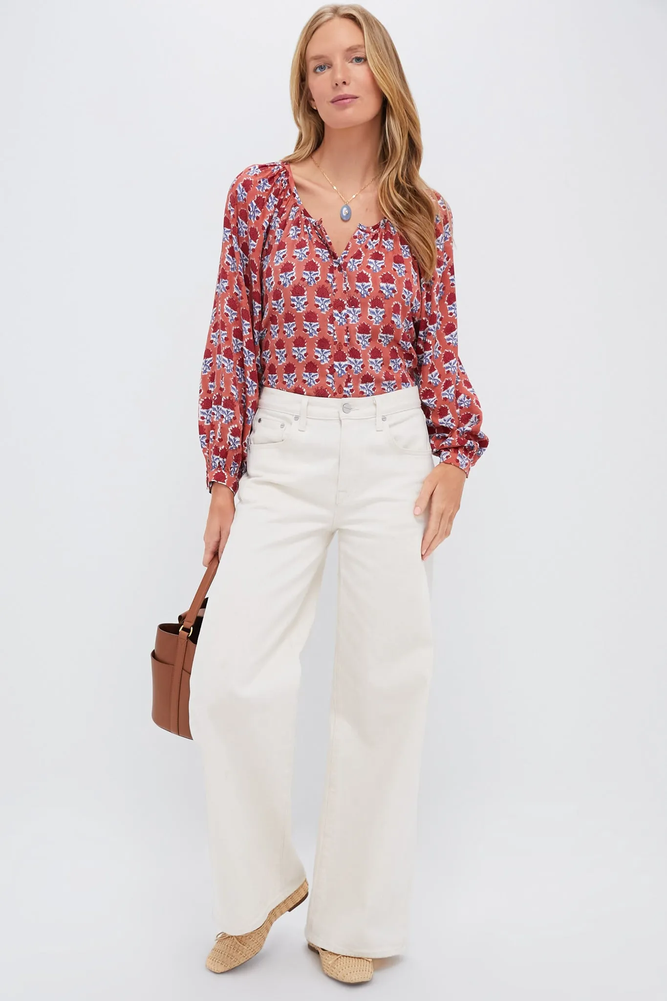 Carmen Flowers Satin Frances Blouse