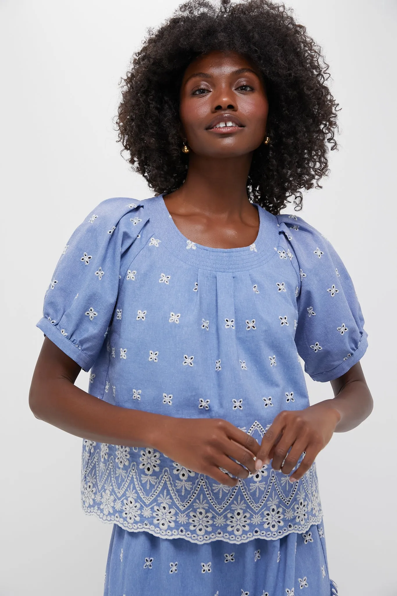 Chambray Embroidered Fontalina Blouse