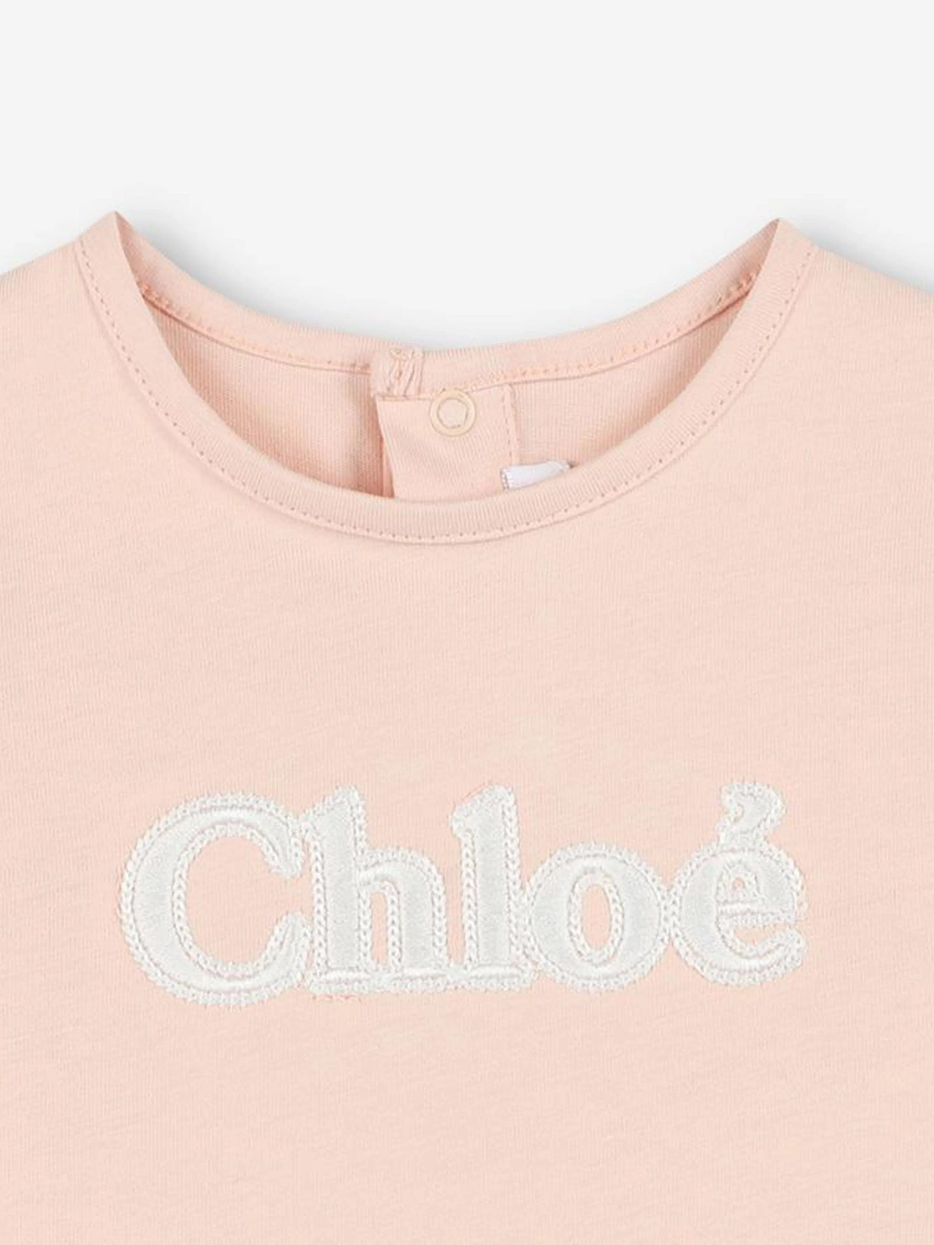 Chlo Baby Girls Long Sleeve Logo T-Shirt in Pink