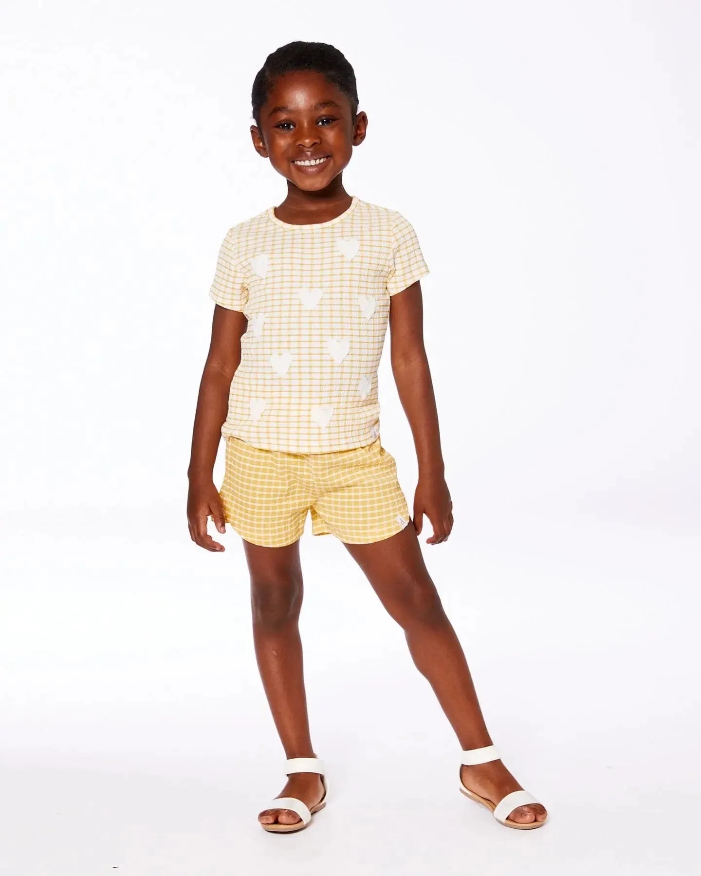 Crinkle Short Pale Yellow And White