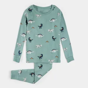 Dinosaur Print on Tidal Wave Pajama Set | Petit Lem