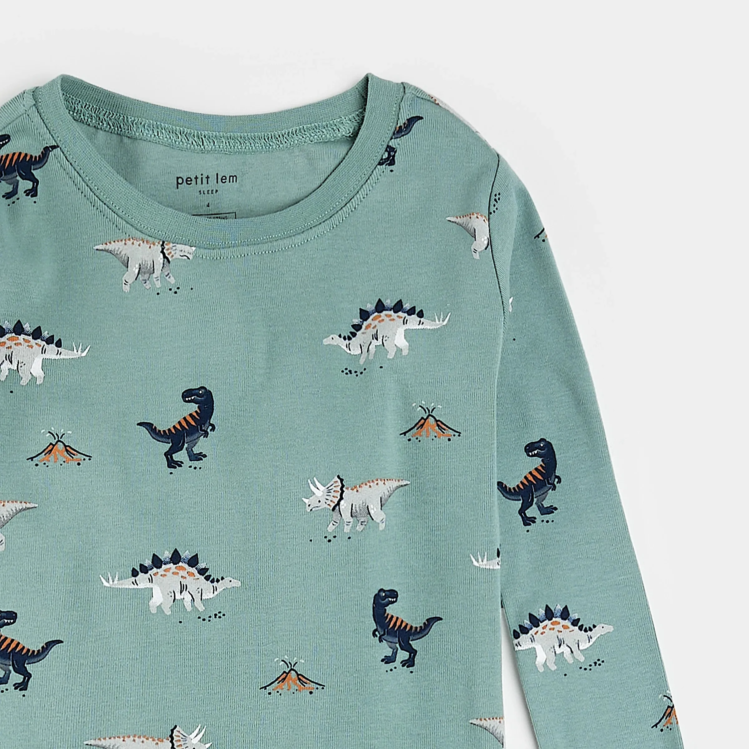 Dinosaur Print on Tidal Wave Pajama Set | Petit Lem