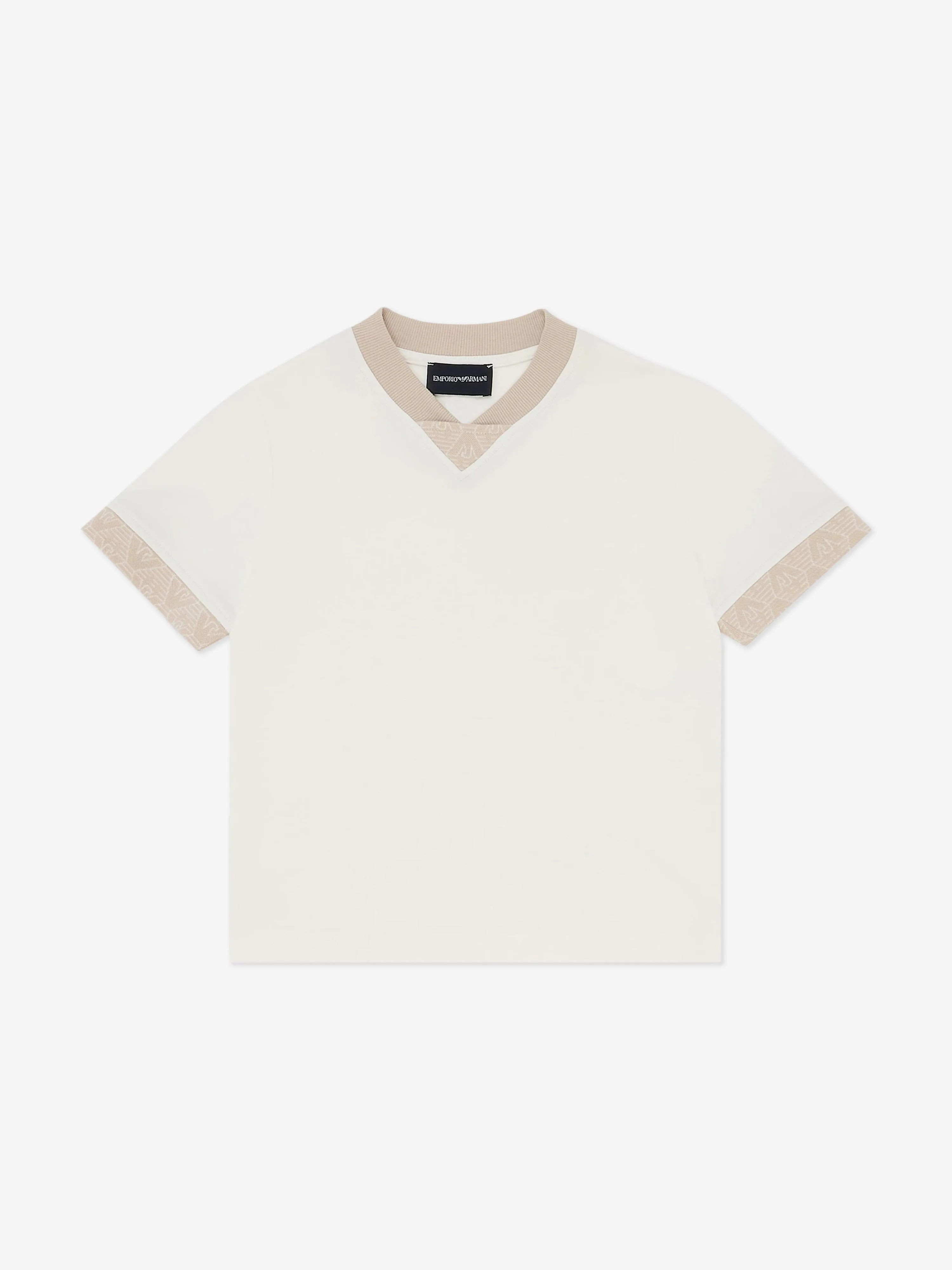 Emporio Armani Boys Logo Short Set in Beige