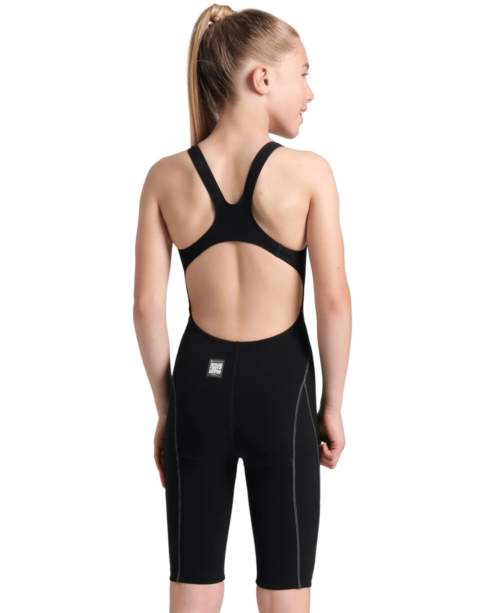 Girls Powerskin Impulso Open Back - Black/Teal