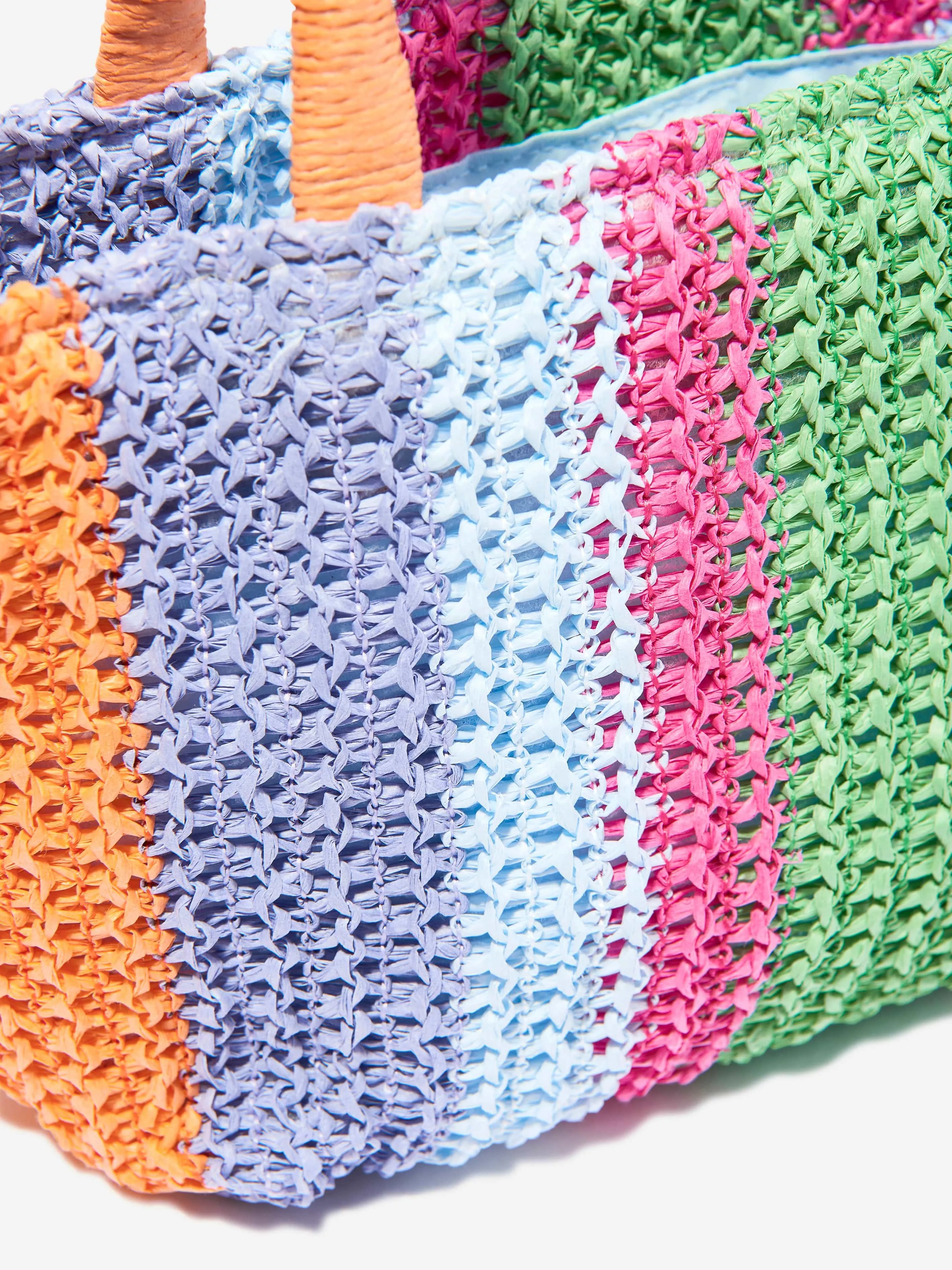 Girls Striped Magic Fade Straw Bag in Multicolour (29cm)