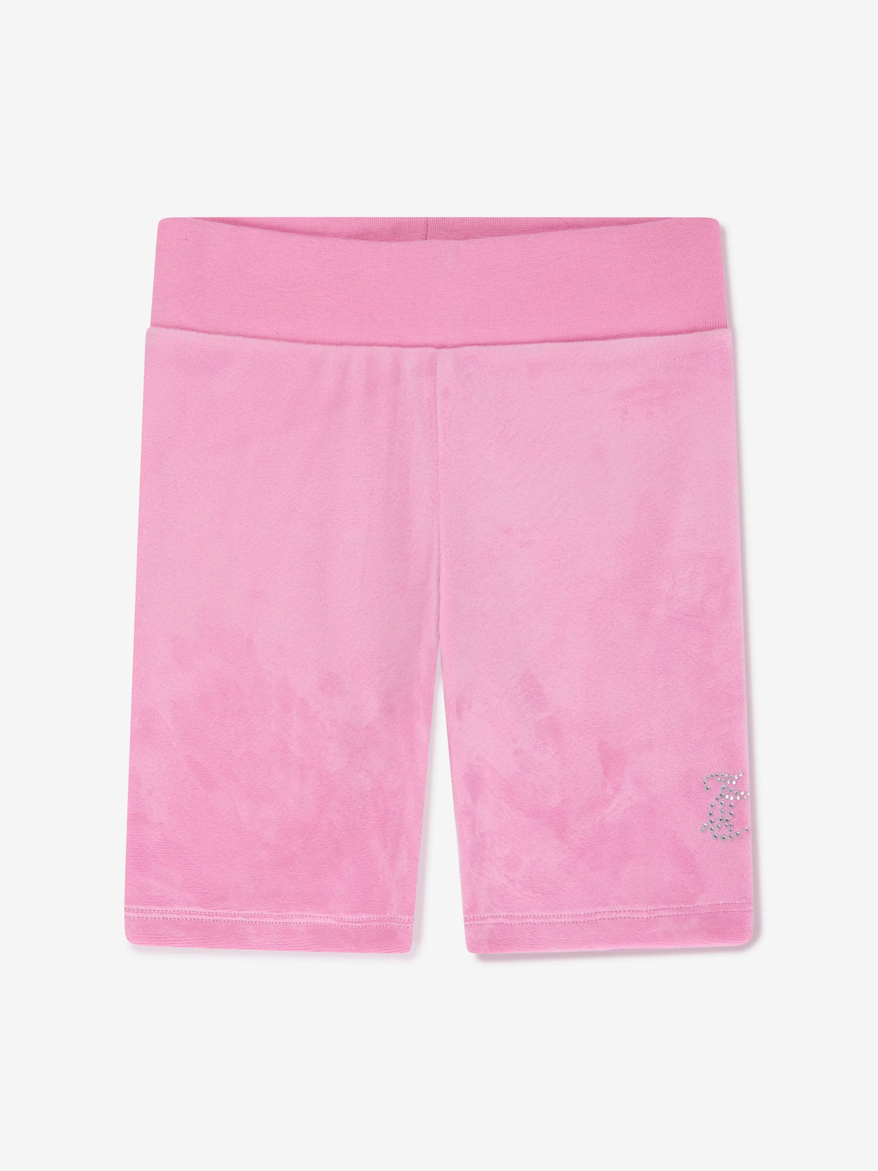 Girls T-Shirt and Velour Cycling Short Set in Pink
