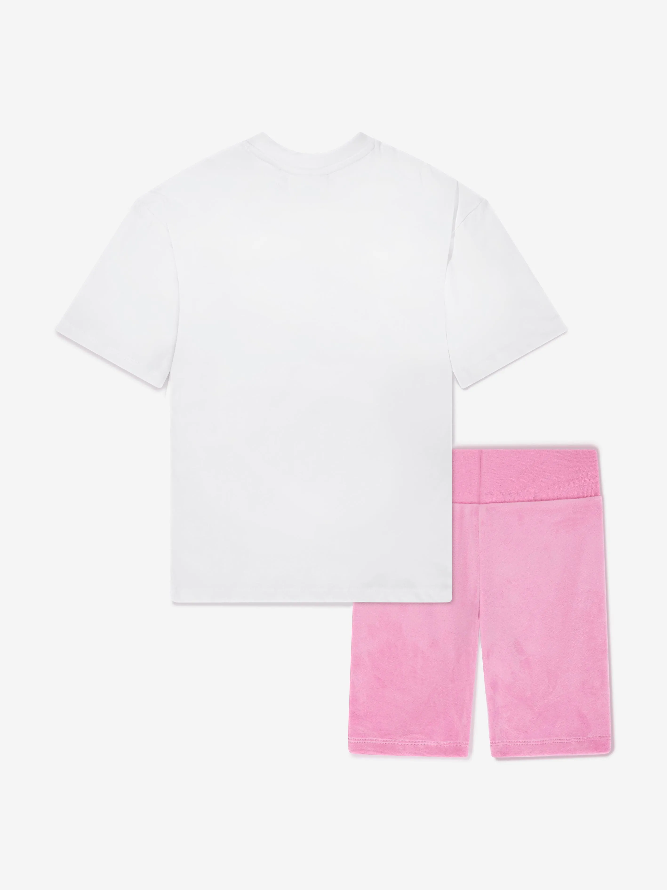 Girls T-Shirt and Velour Cycling Short Set in Pink