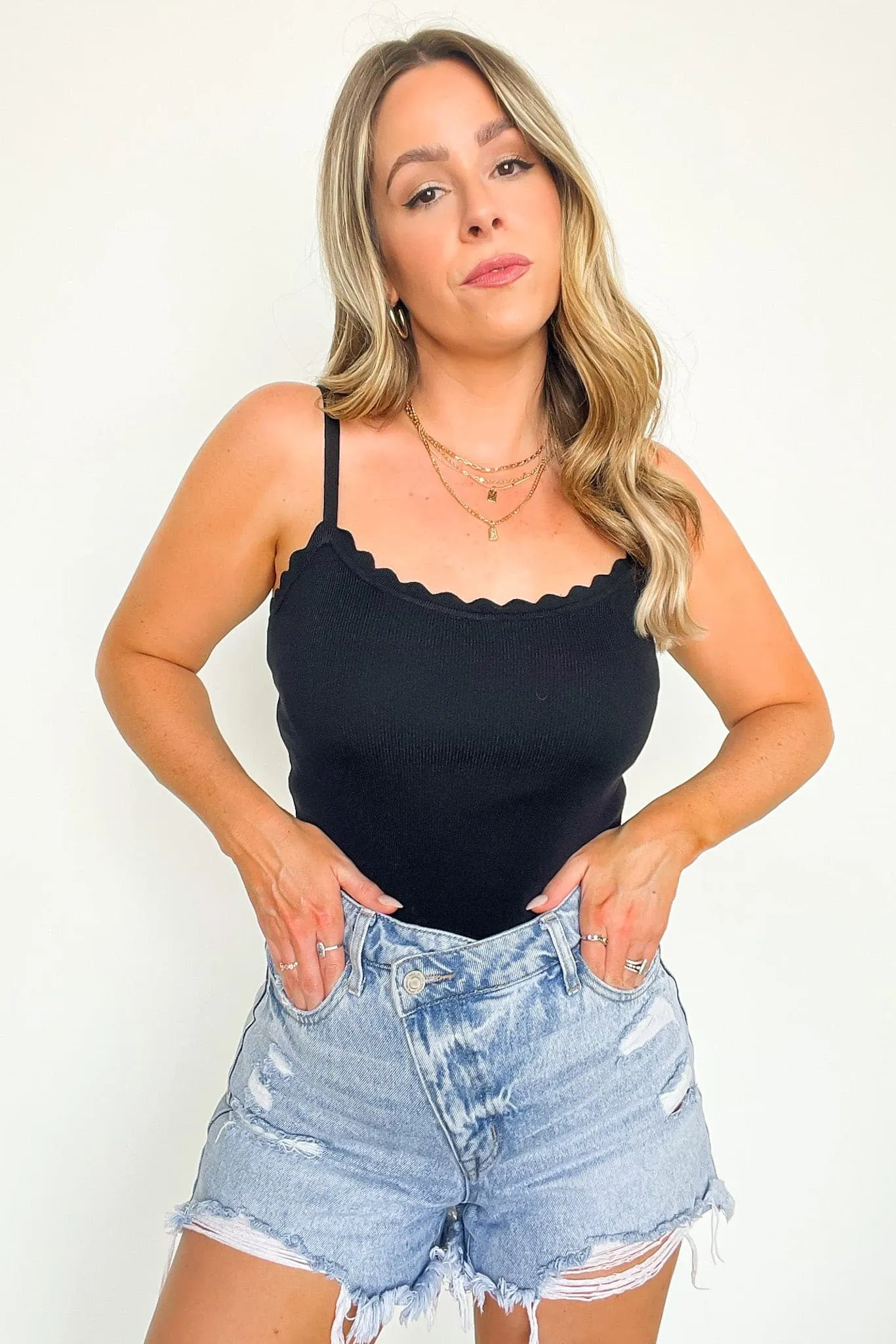 Gossip Queen Scallop Cami Top - FINAL SALE