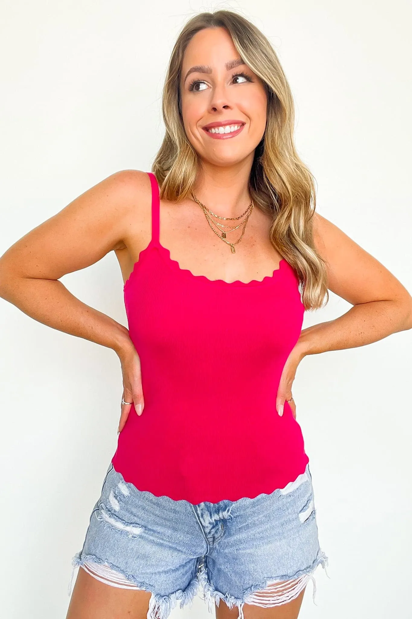 Gossip Queen Scallop Cami Top - FINAL SALE