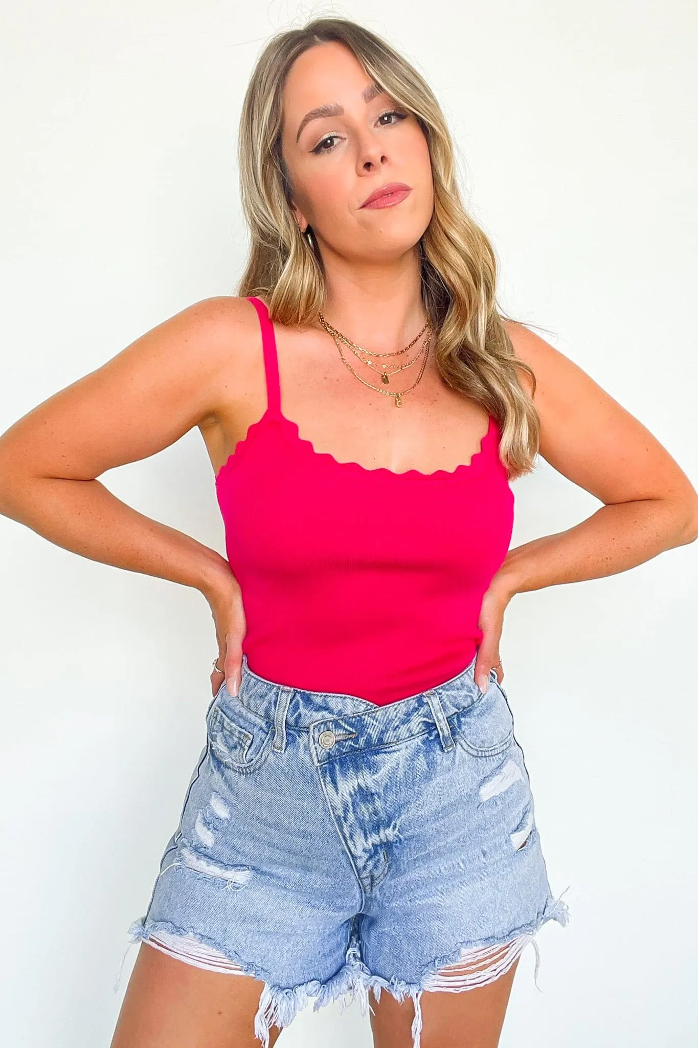 Gossip Queen Scallop Cami Top - FINAL SALE