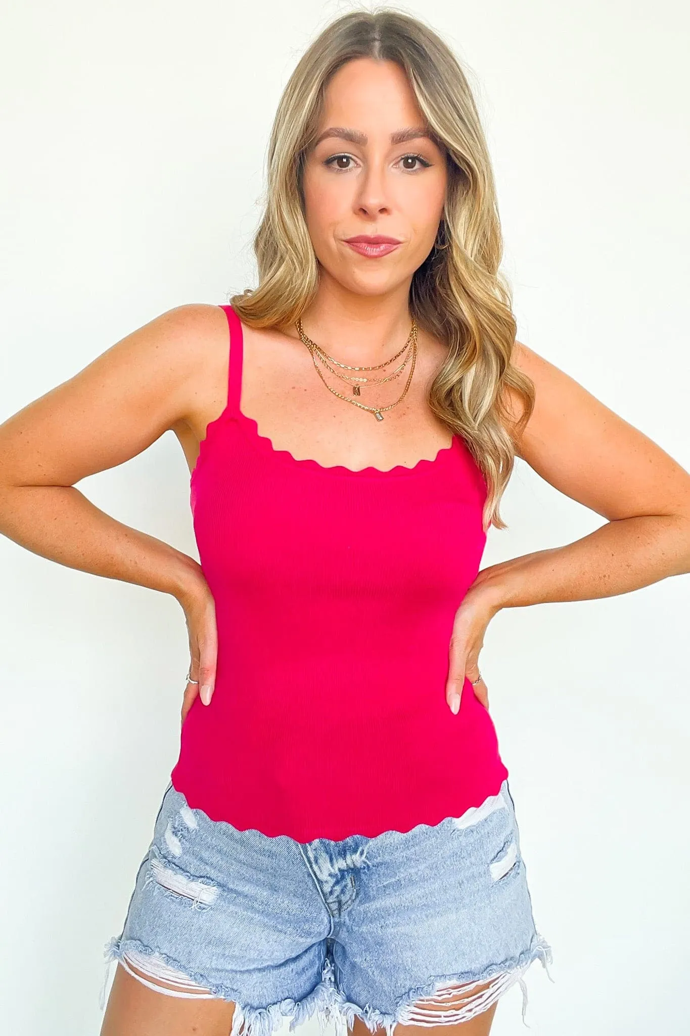 Gossip Queen Scallop Cami Top - FINAL SALE