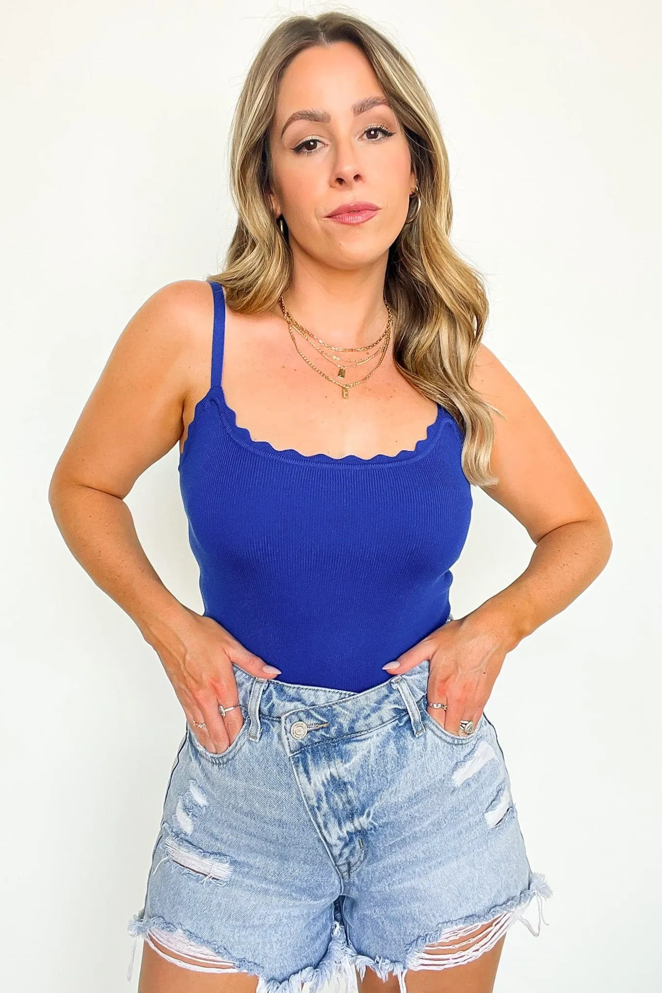 Gossip Queen Scallop Cami Top - FINAL SALE