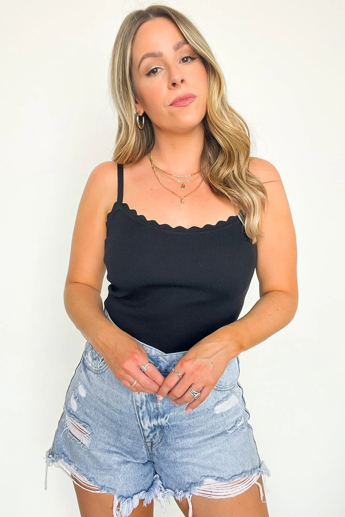 Gossip Queen Scallop Cami Top - FINAL SALE