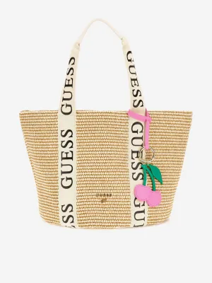 Guess Girls Straw Tote Bag in Ivory (32cm)