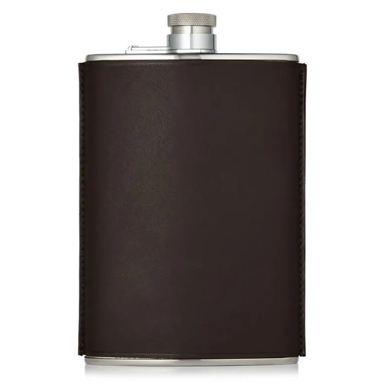 James Purdey Leather Flask 8oz Dark Brown
