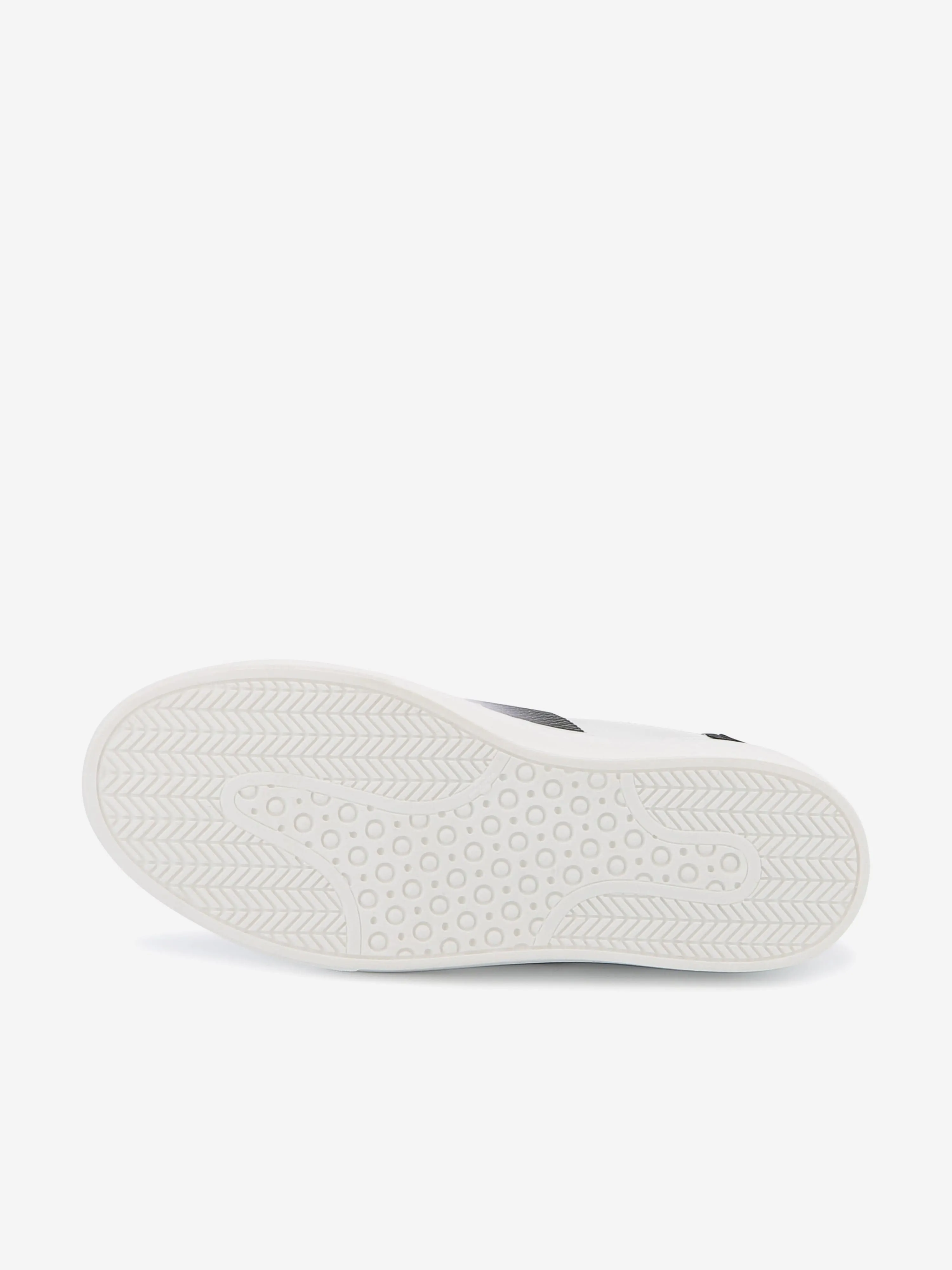 Kids Leather Embroidered Logo Trainers in Black