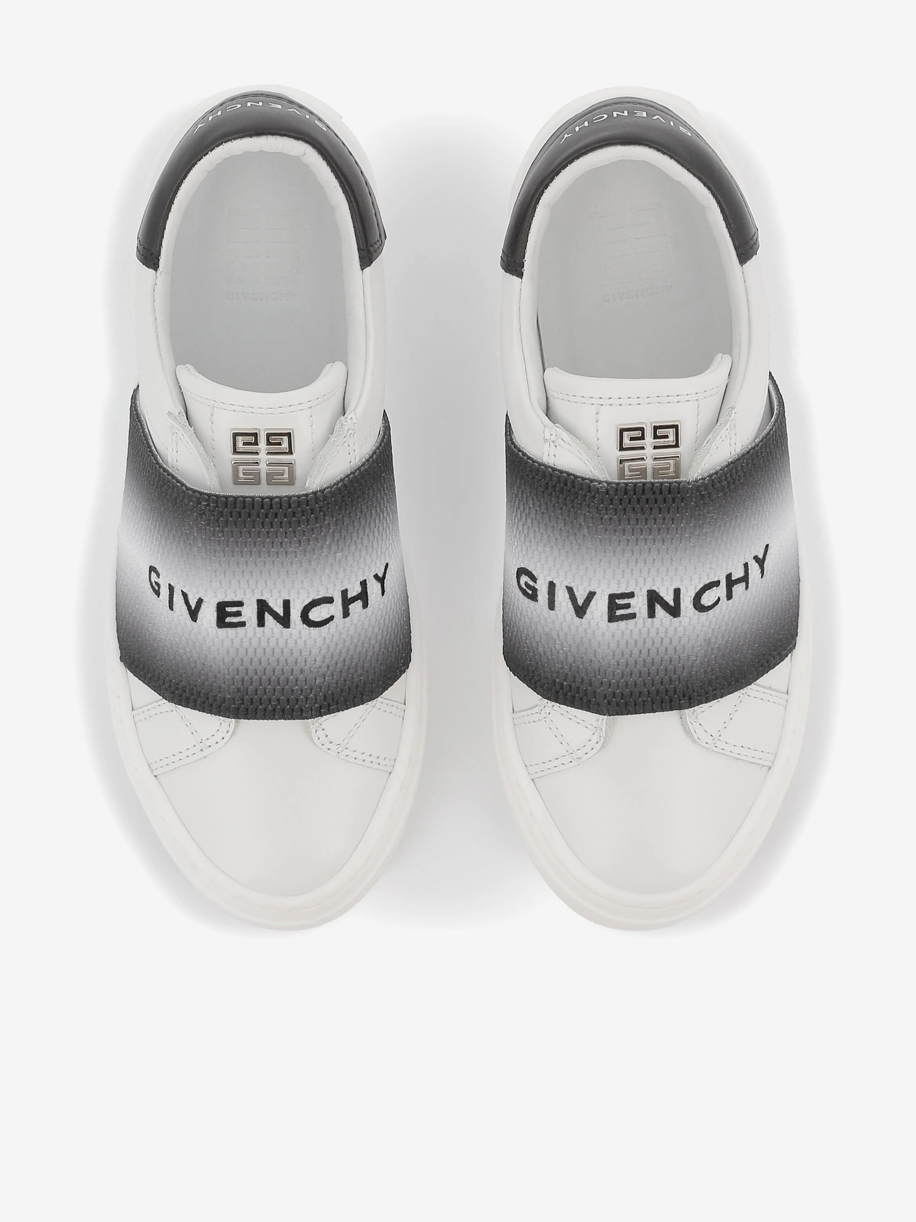 Kids Leather Embroidered Logo Trainers in Black