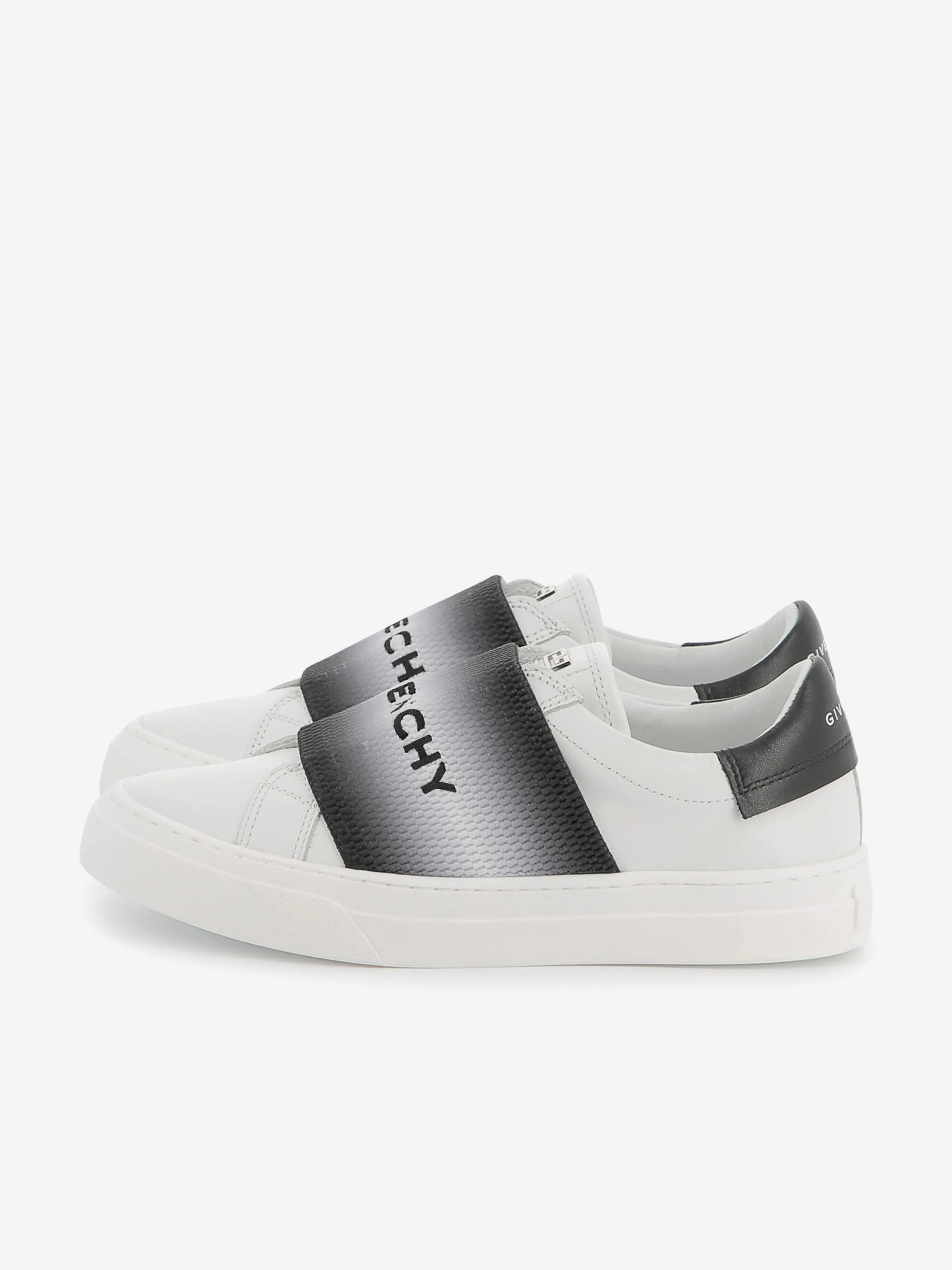 Kids Leather Embroidered Logo Trainers in Black