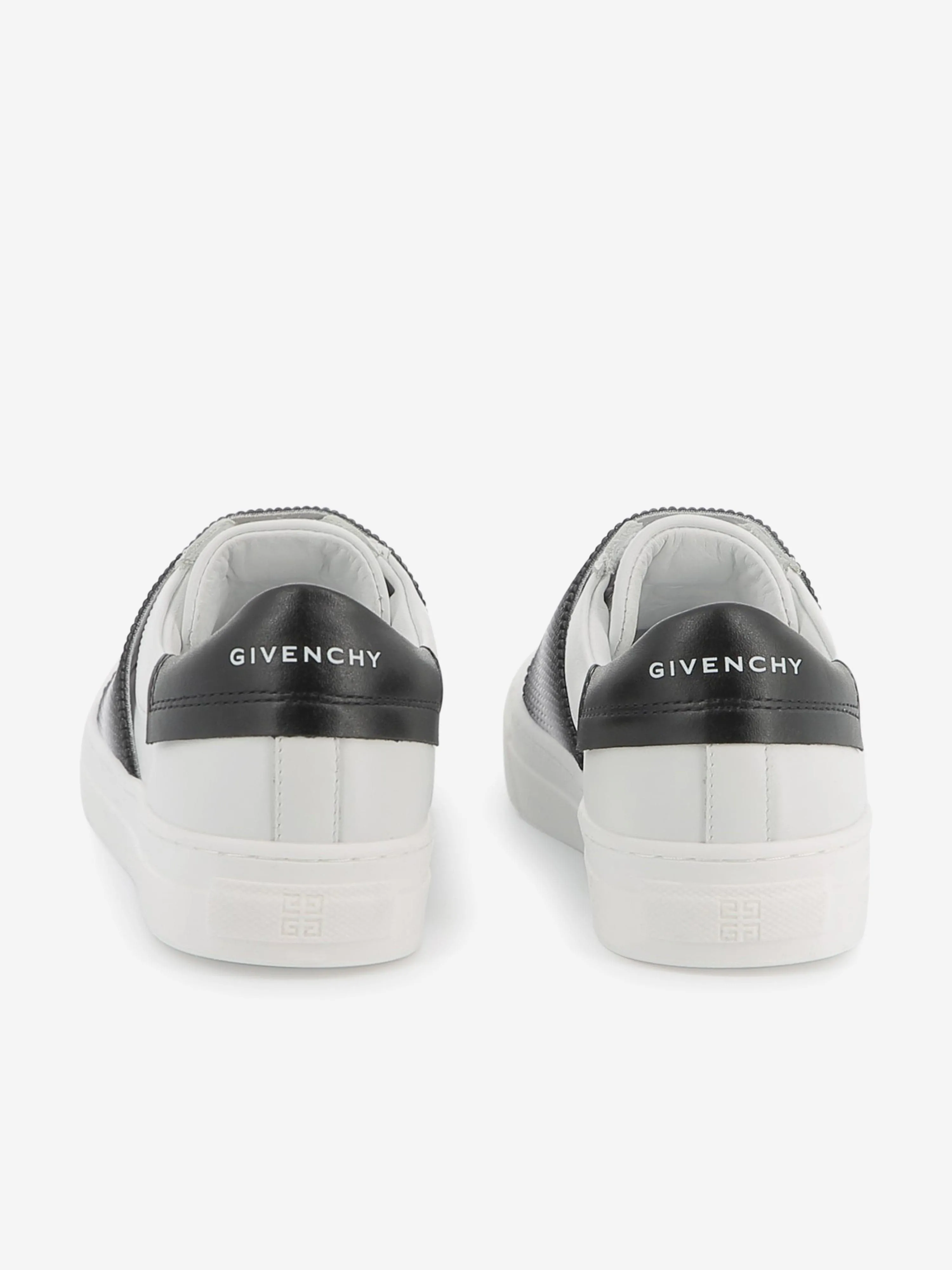 Kids Leather Embroidered Logo Trainers in Black