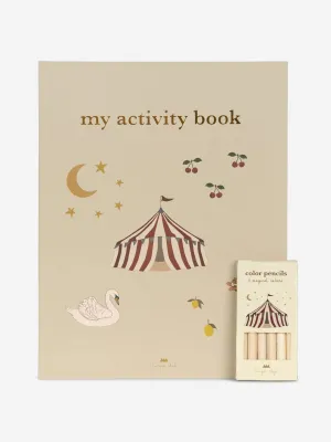 Konges Sljd Kids Activity Book With Colouring Pencils in Beige (24cm)