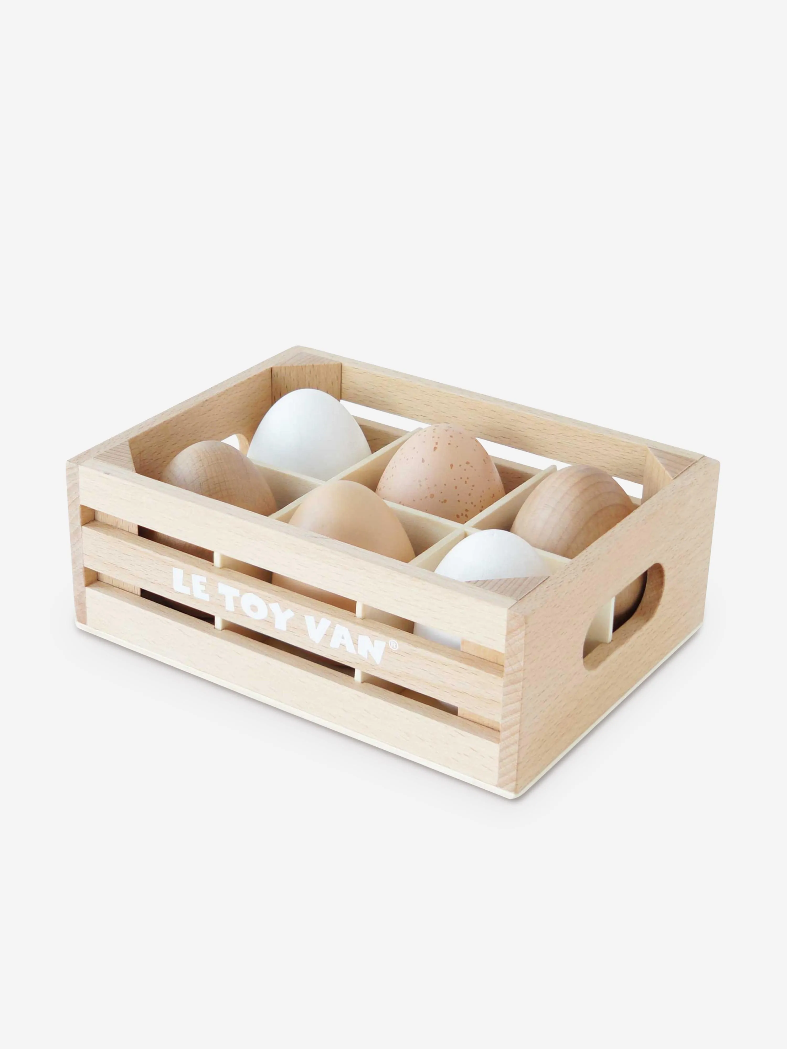 Le Toy Van Farm Eggs Wooden Market Crate-7 Piece (W:160 D:118 H:60mm)