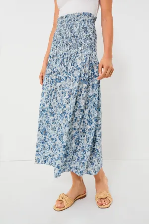 Light Sky Pressed Floral Print The Knoll Skirt