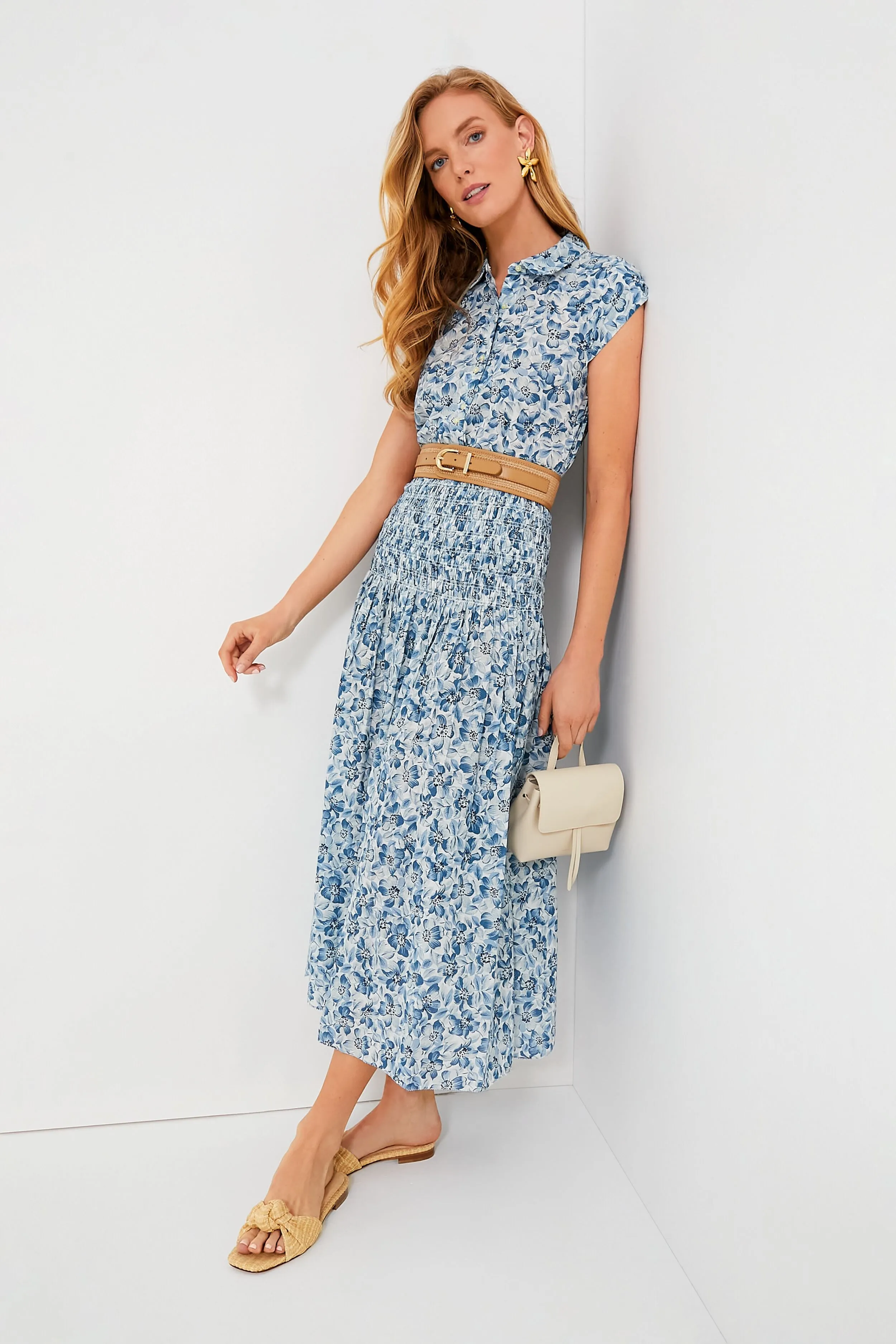 Light Sky Pressed Floral Print The Knoll Skirt