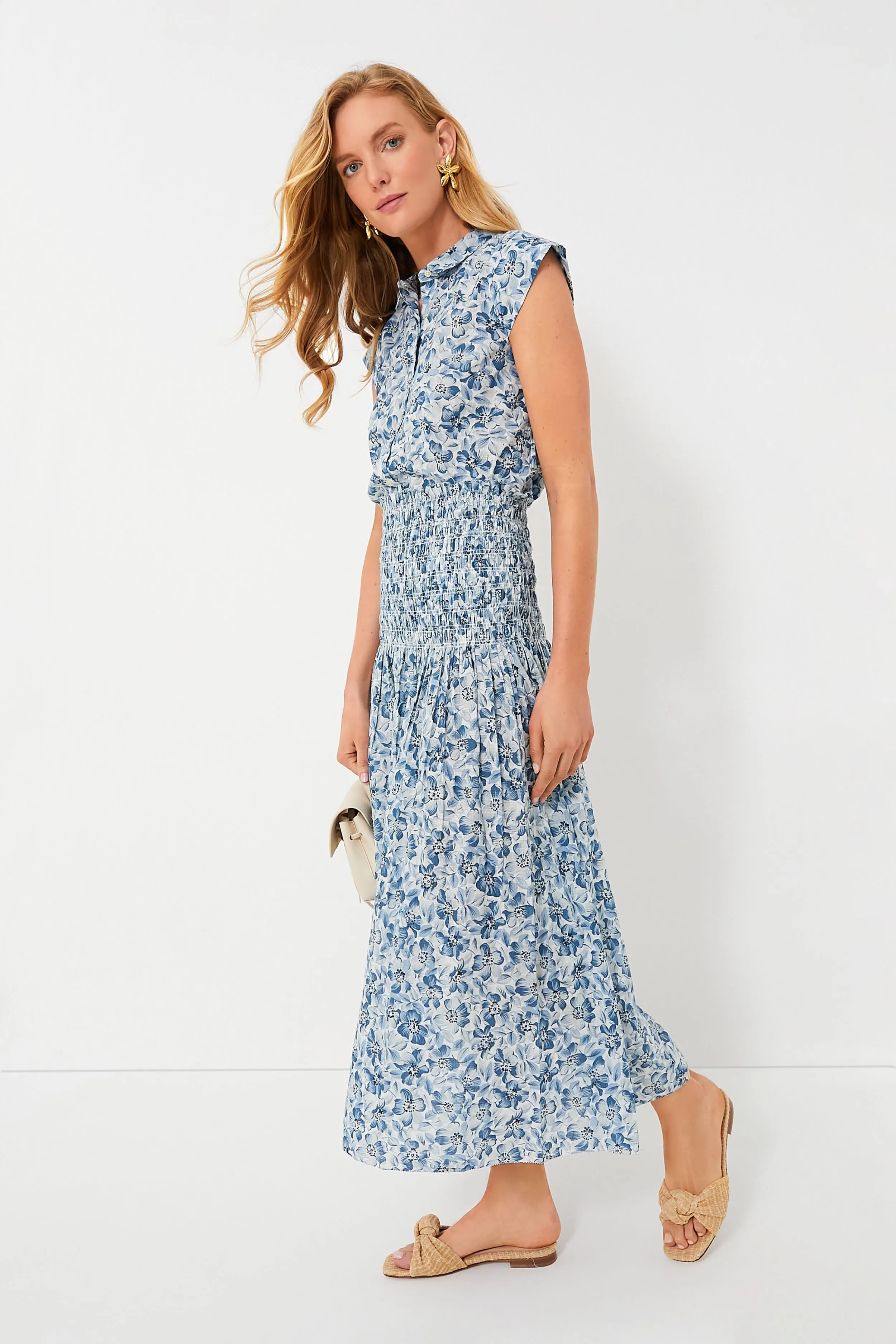 Light Sky Pressed Floral Print The Knoll Skirt