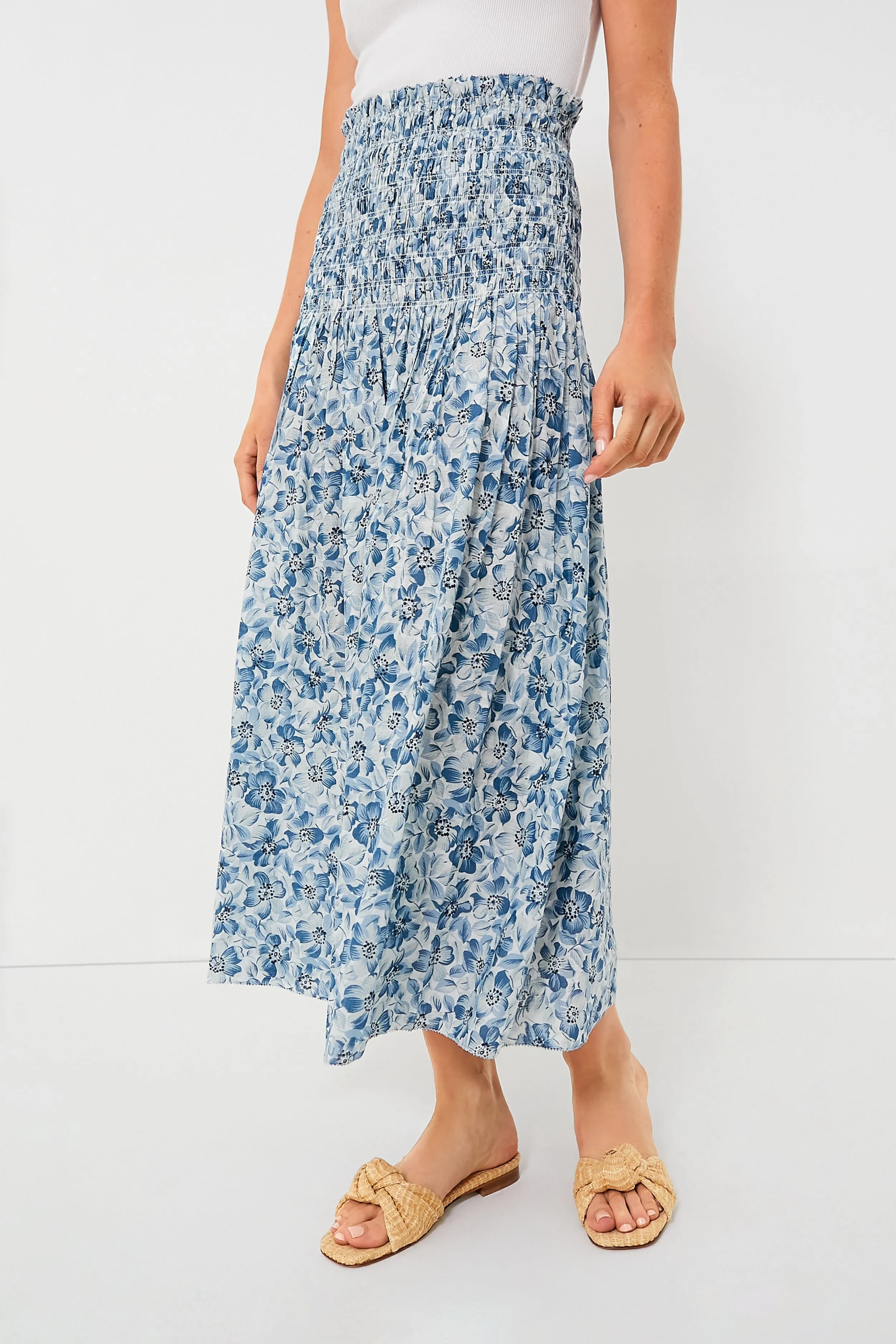 Light Sky Pressed Floral Print The Knoll Skirt
