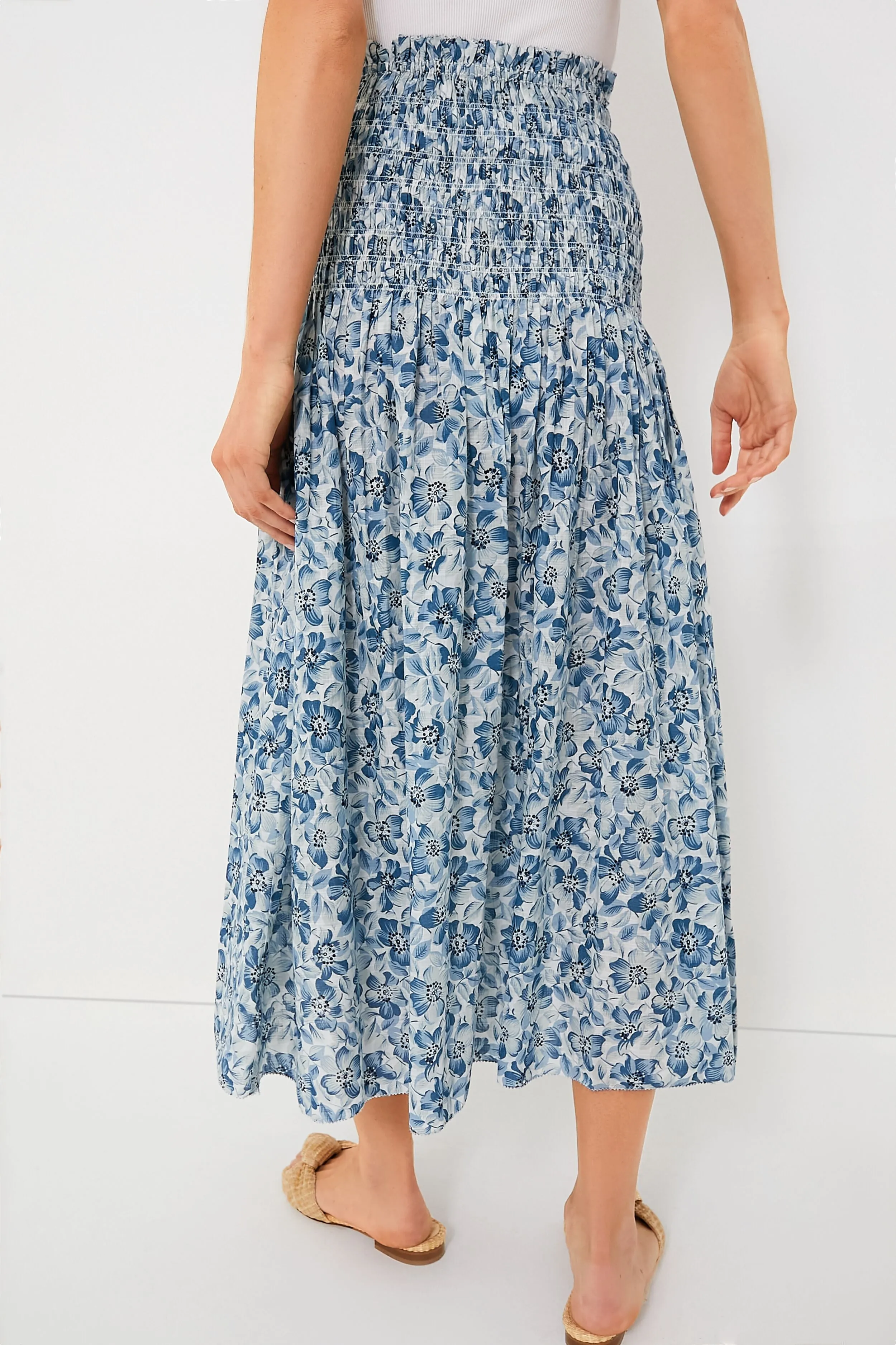Light Sky Pressed Floral Print The Knoll Skirt