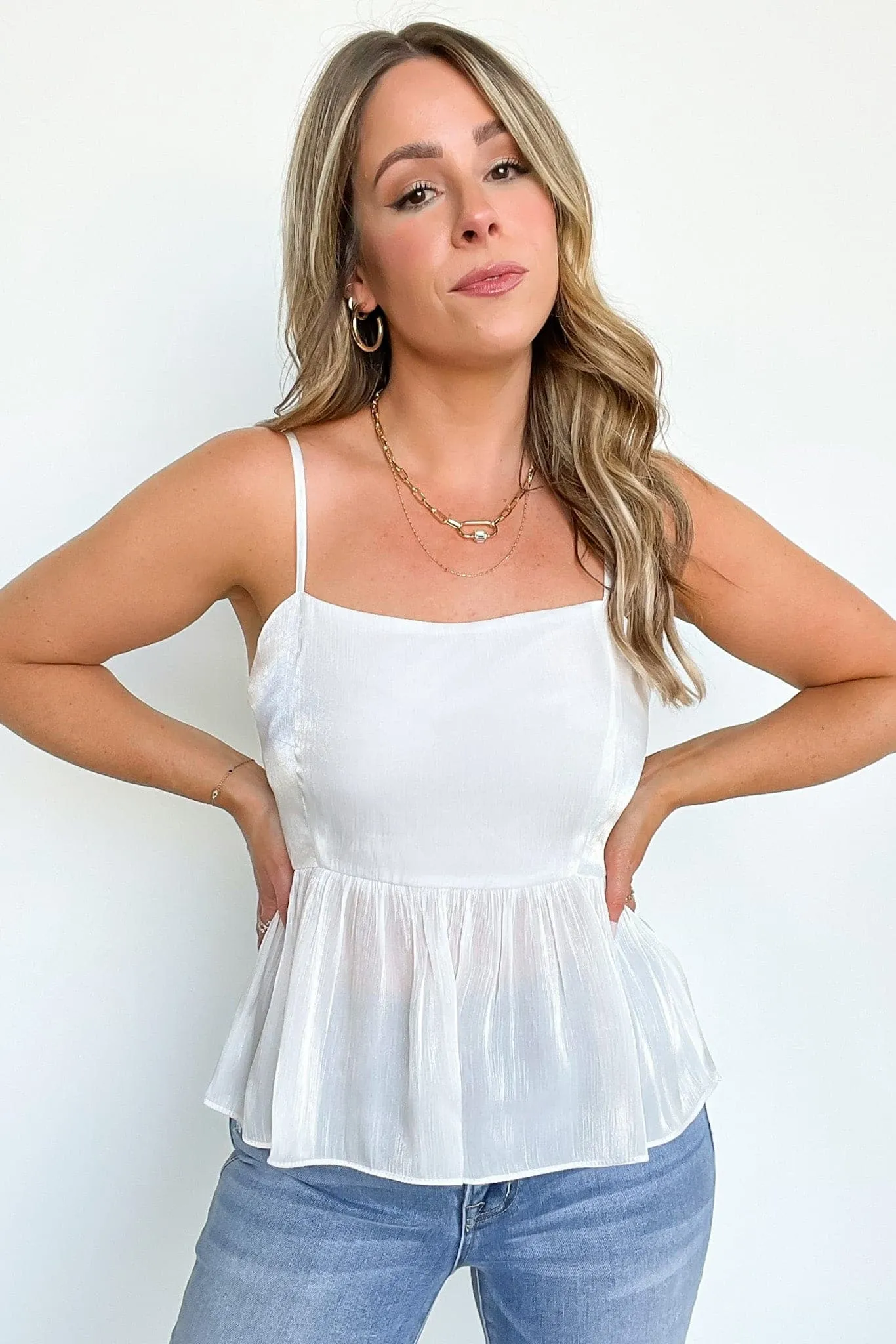 Lucindah Satin Peplum Tank Top - FINAL SALE
