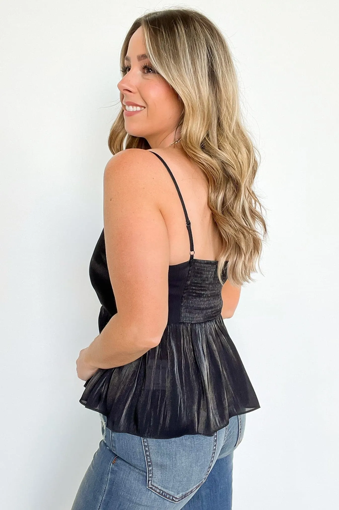Lucindah Satin Peplum Tank Top - FINAL SALE