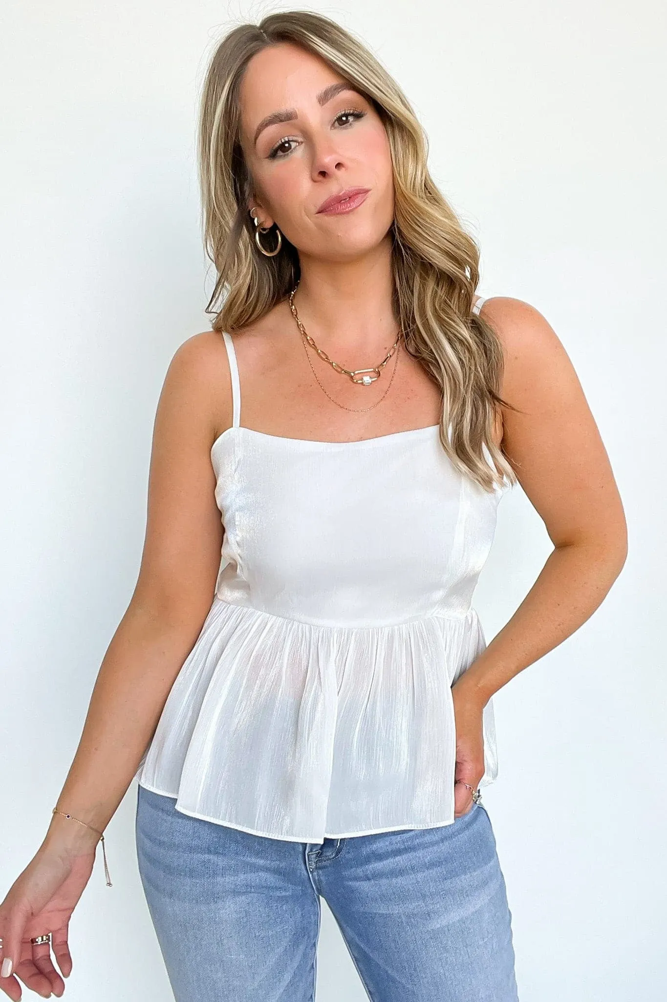 Lucindah Satin Peplum Tank Top - FINAL SALE