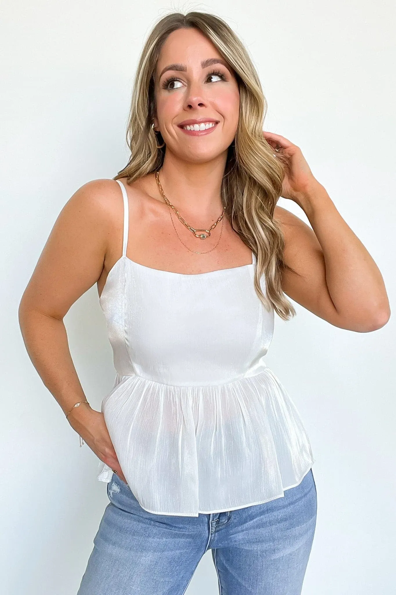 Lucindah Satin Peplum Tank Top - FINAL SALE