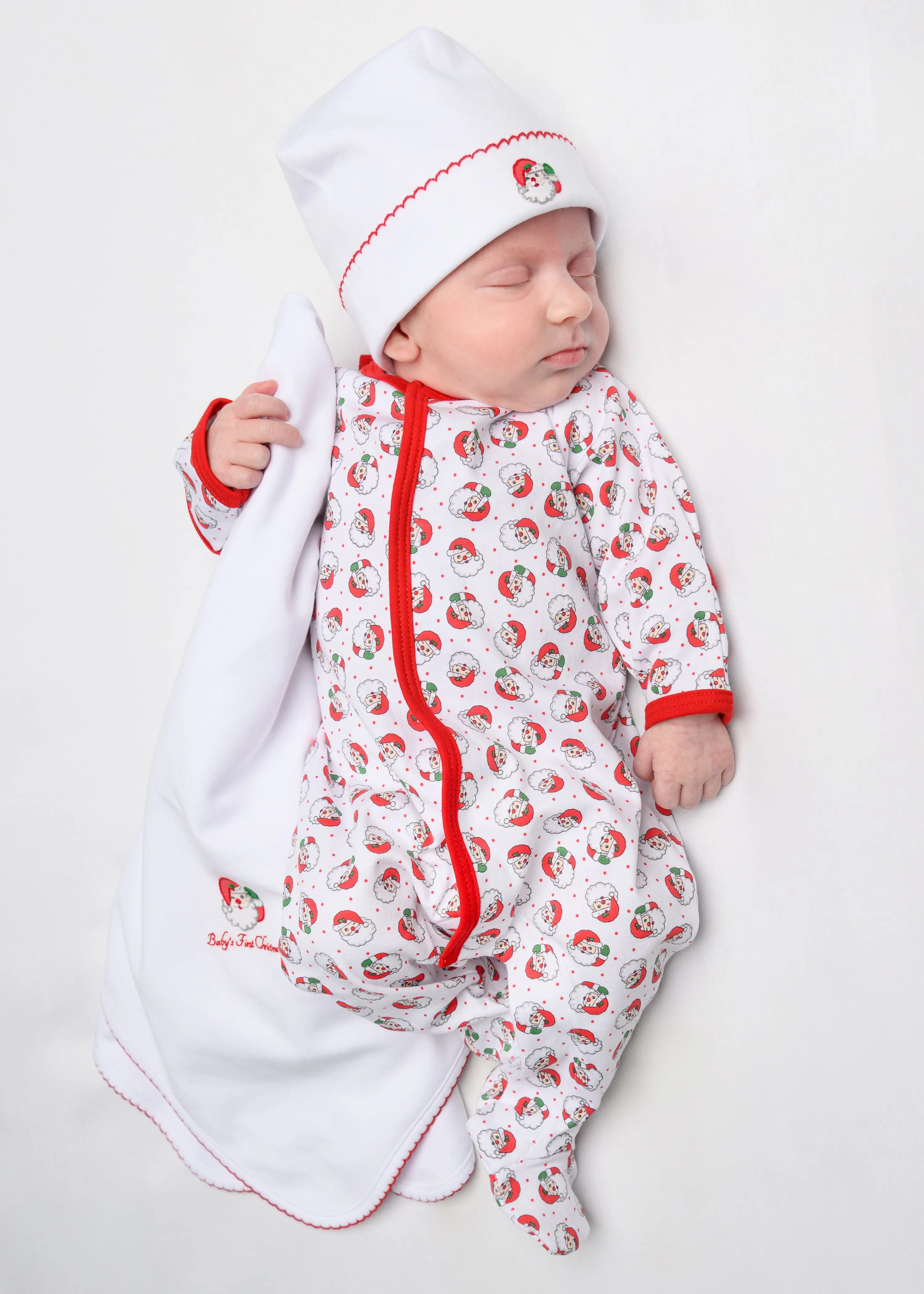 Magnolia Baby Baby Winking Santa Embroidered Hat in White