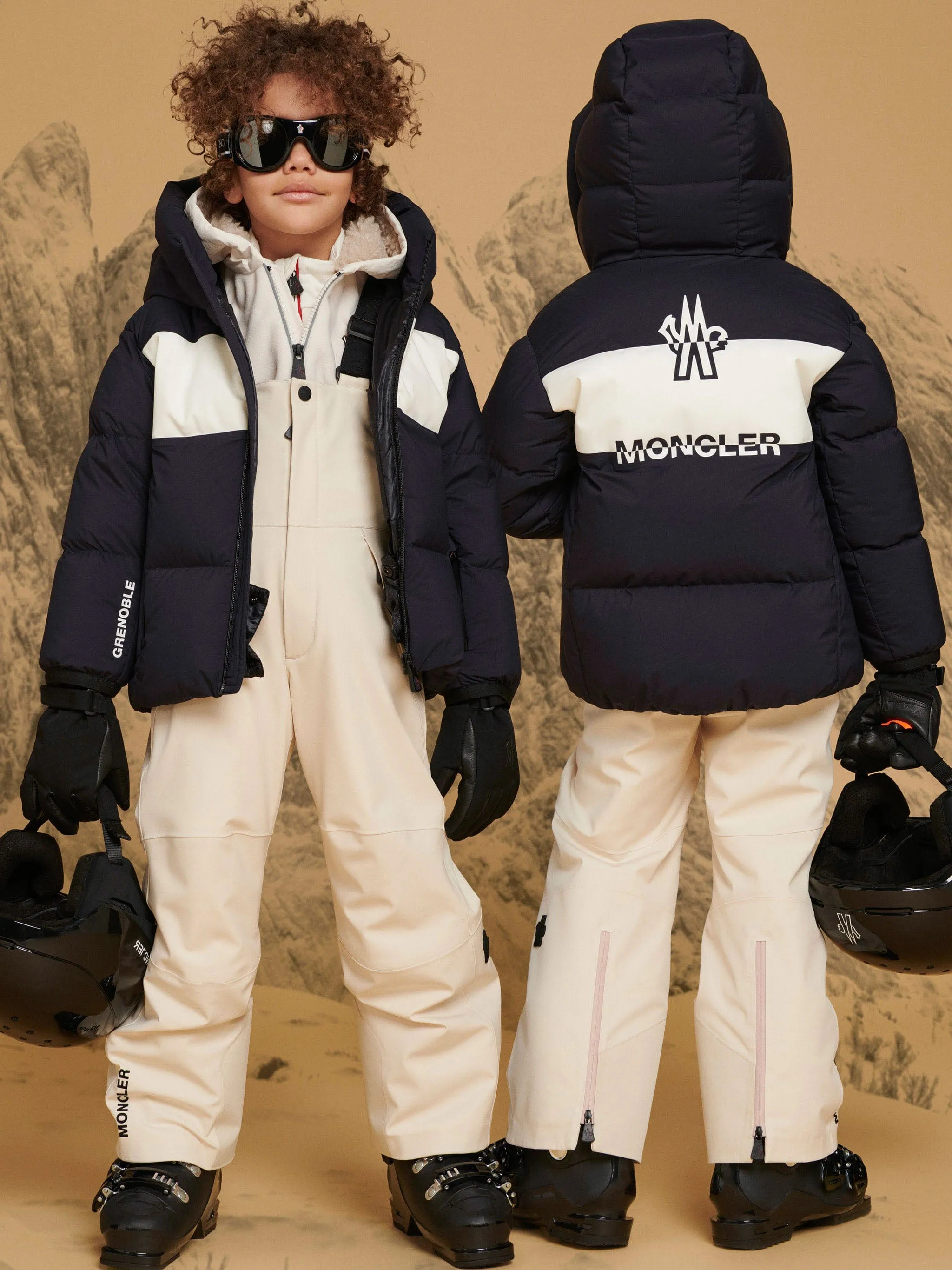 Moncler Enfant Kids Grenoble Ski Trousers in Ivory