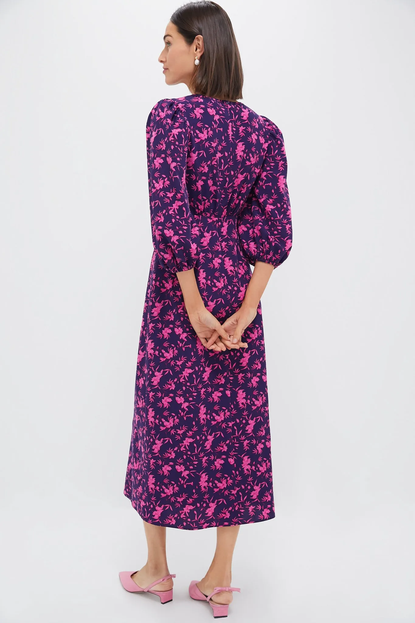 Navy & Fuchsia Floral Norma Maxi Dress