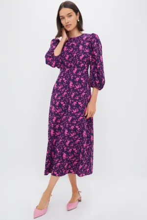 Navy & Fuchsia Floral Norma Maxi Dress