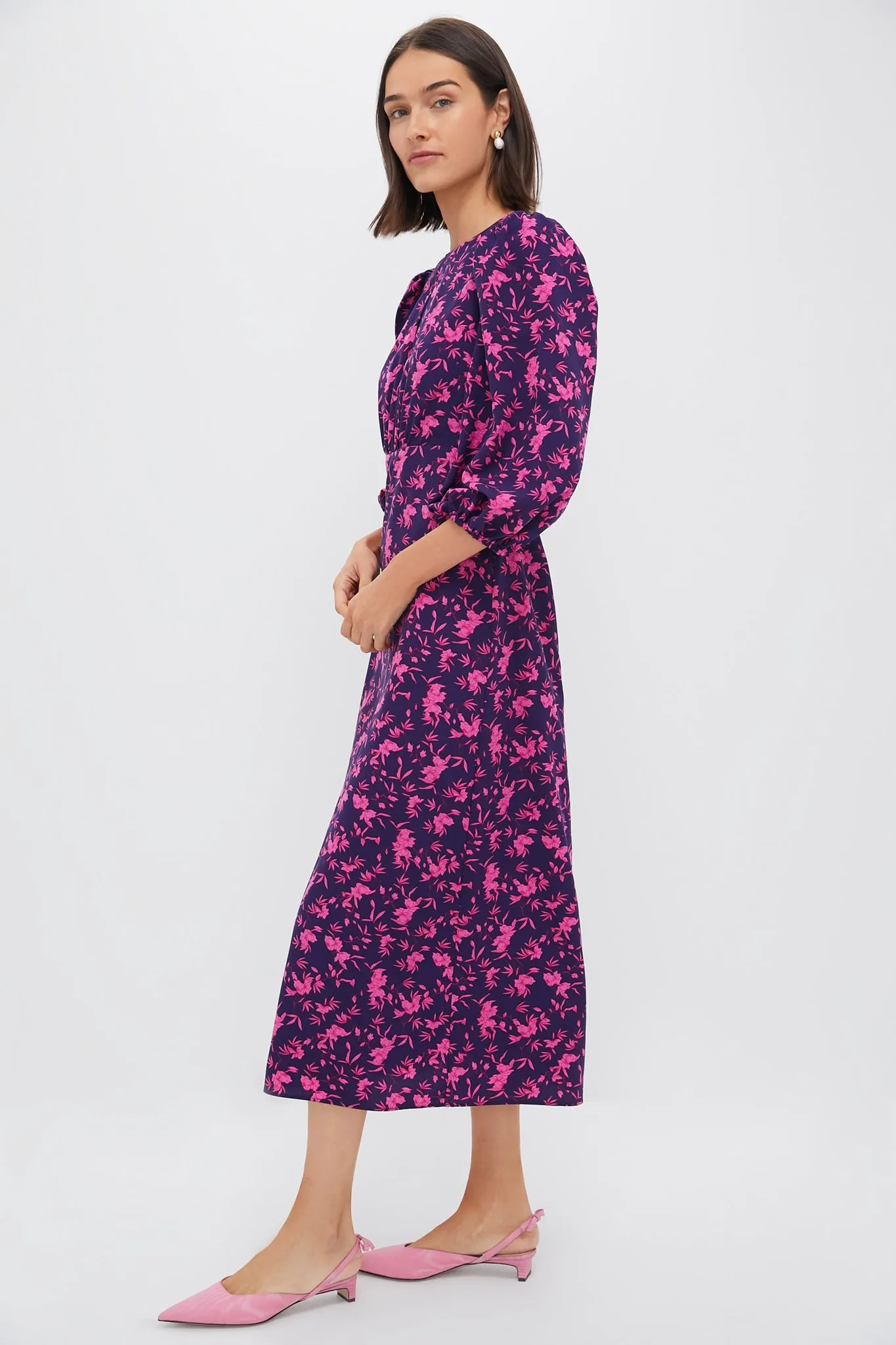 Navy & Fuchsia Floral Norma Maxi Dress