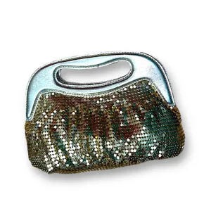 NEW! La Regale Gold Mesh Sequins Fashionable Clutch Designer Handbag