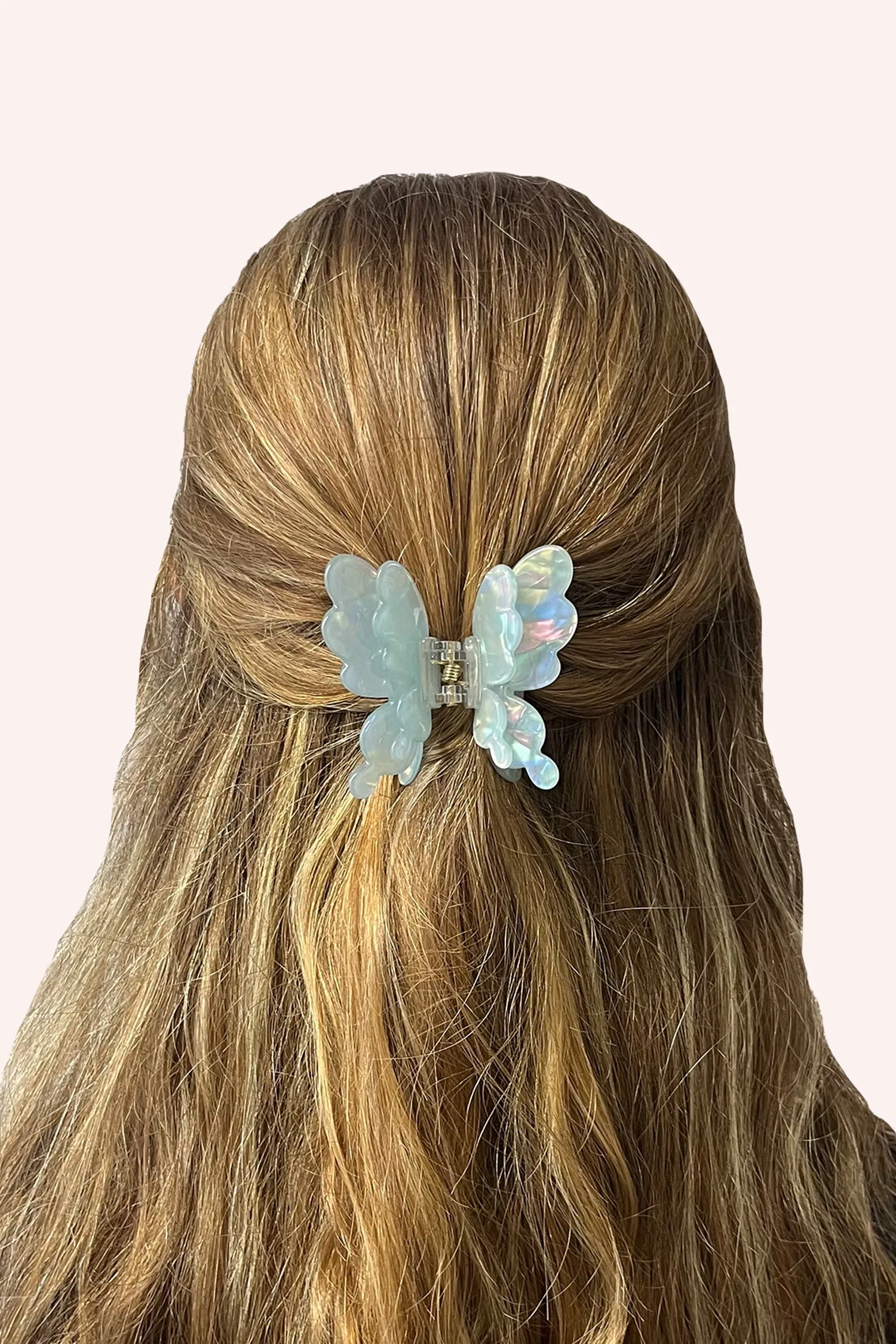 Pastel Iridescent Butterfly Jaw Clip Aqua Annasui