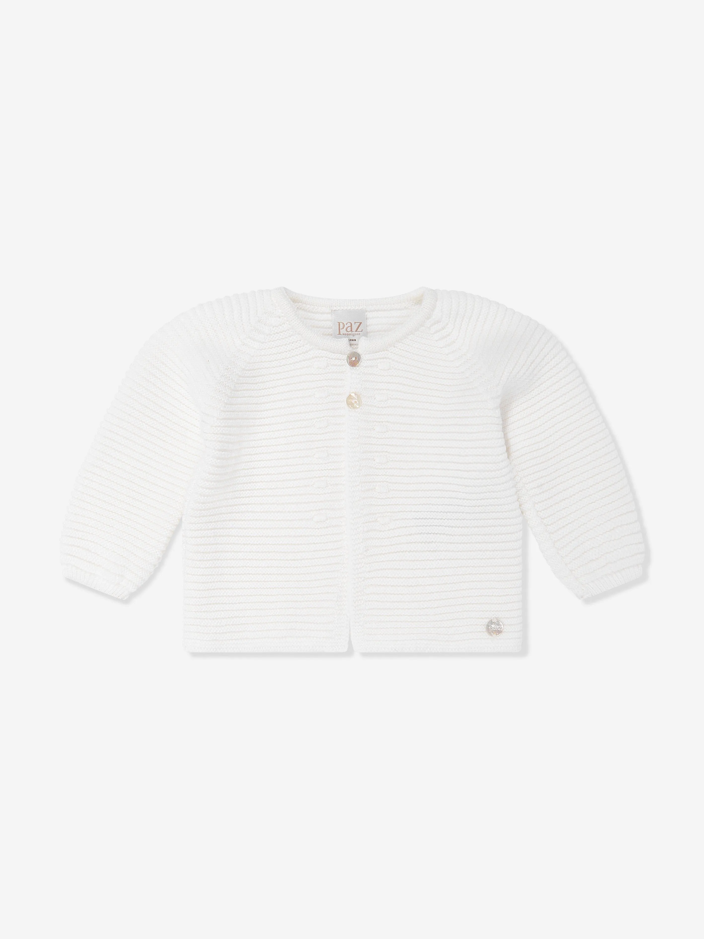 Paz Rodriguez Baby Knitted Cardigan in Ivory