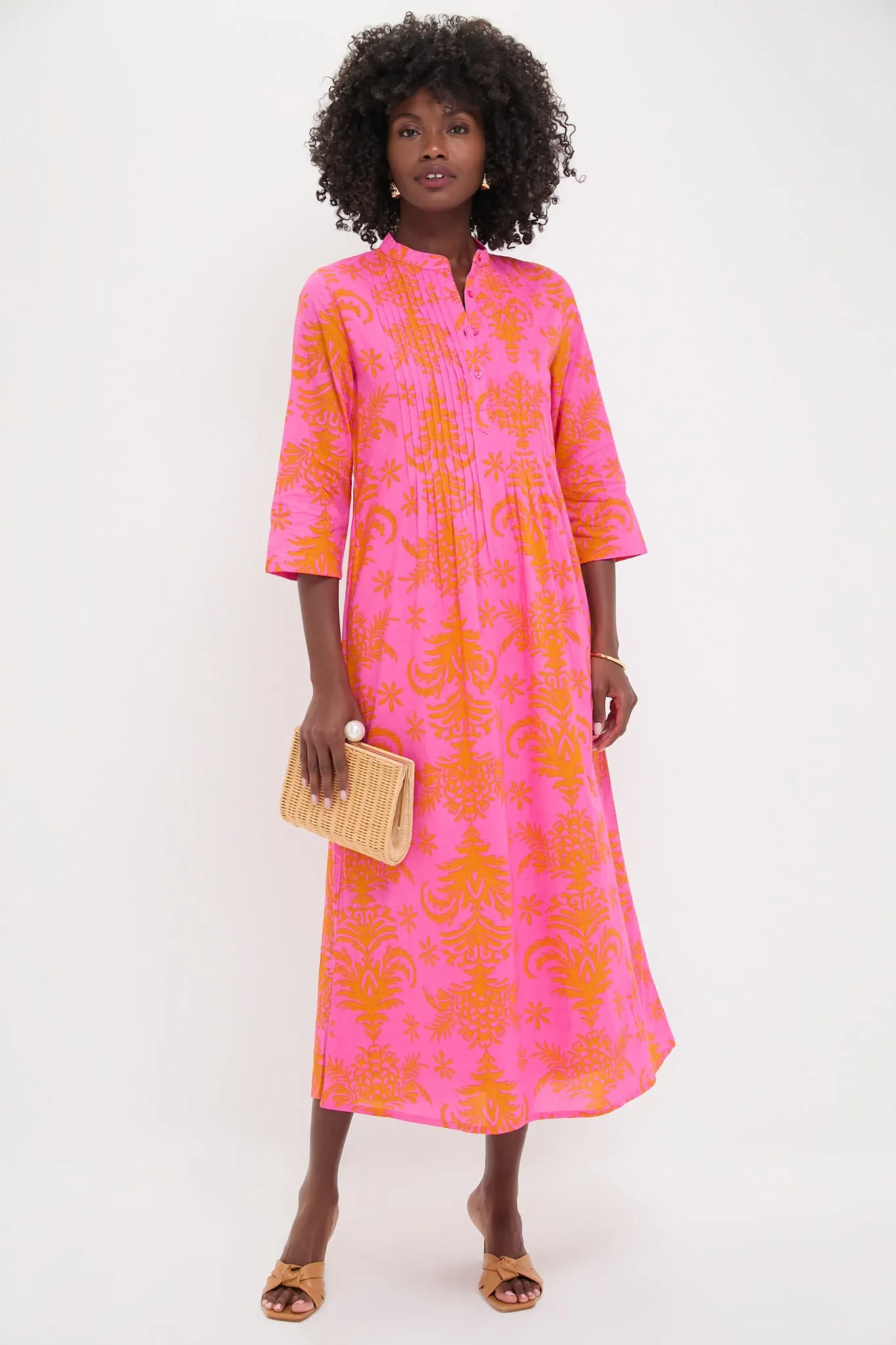 Pink Palm Woodruff Embroidered Dress