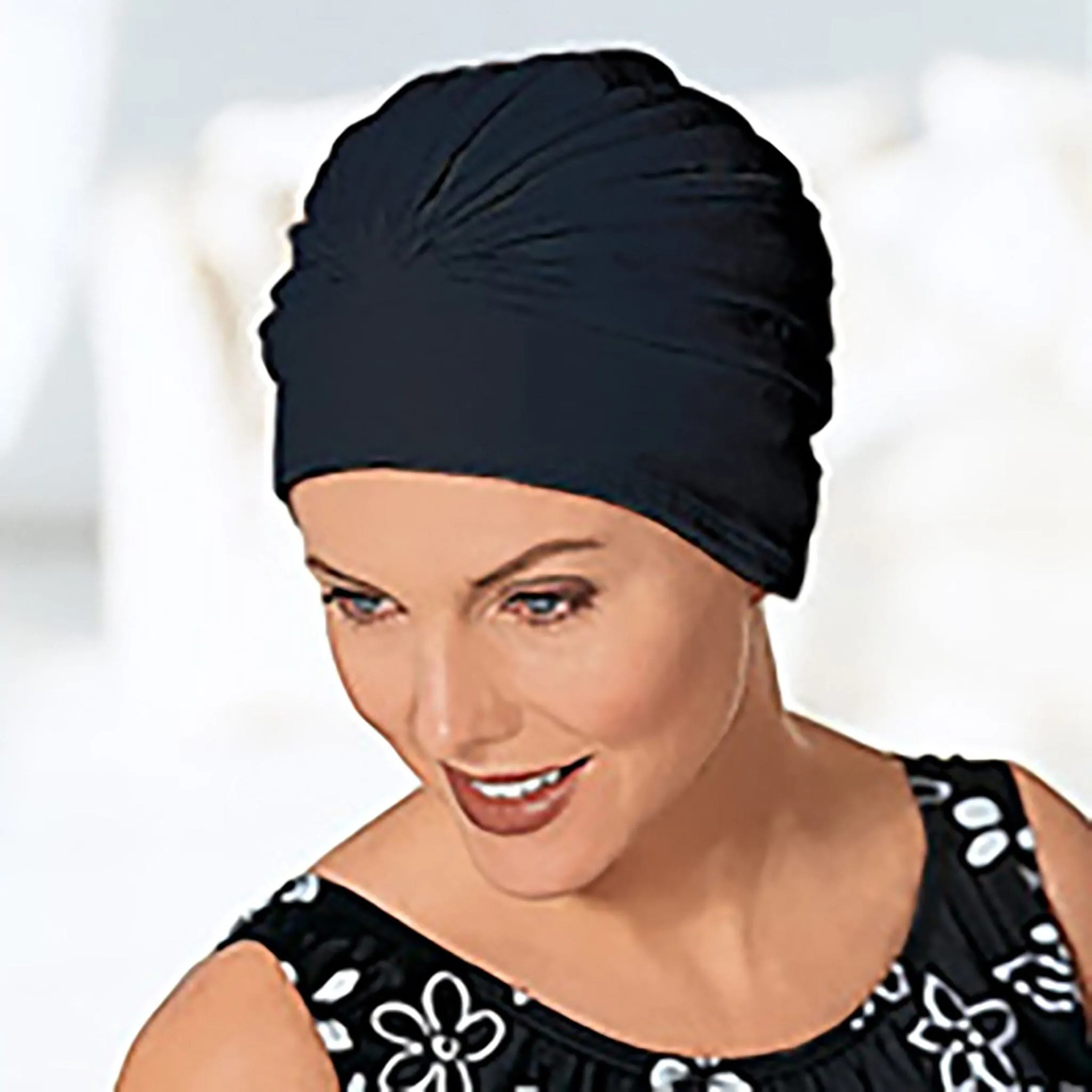 Pleated Fabric Swim Cap