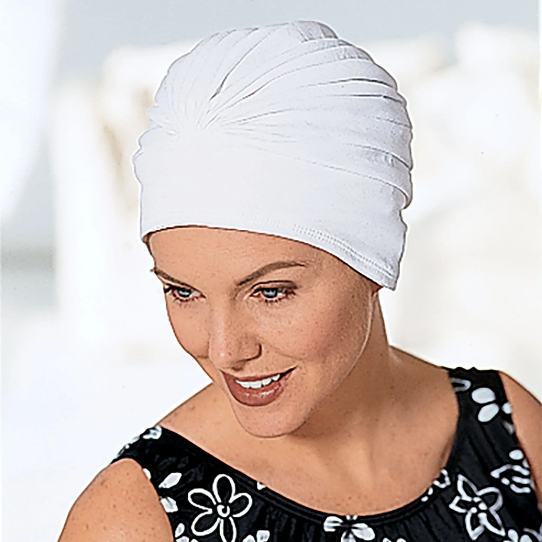Pleated Fabric Swim Cap