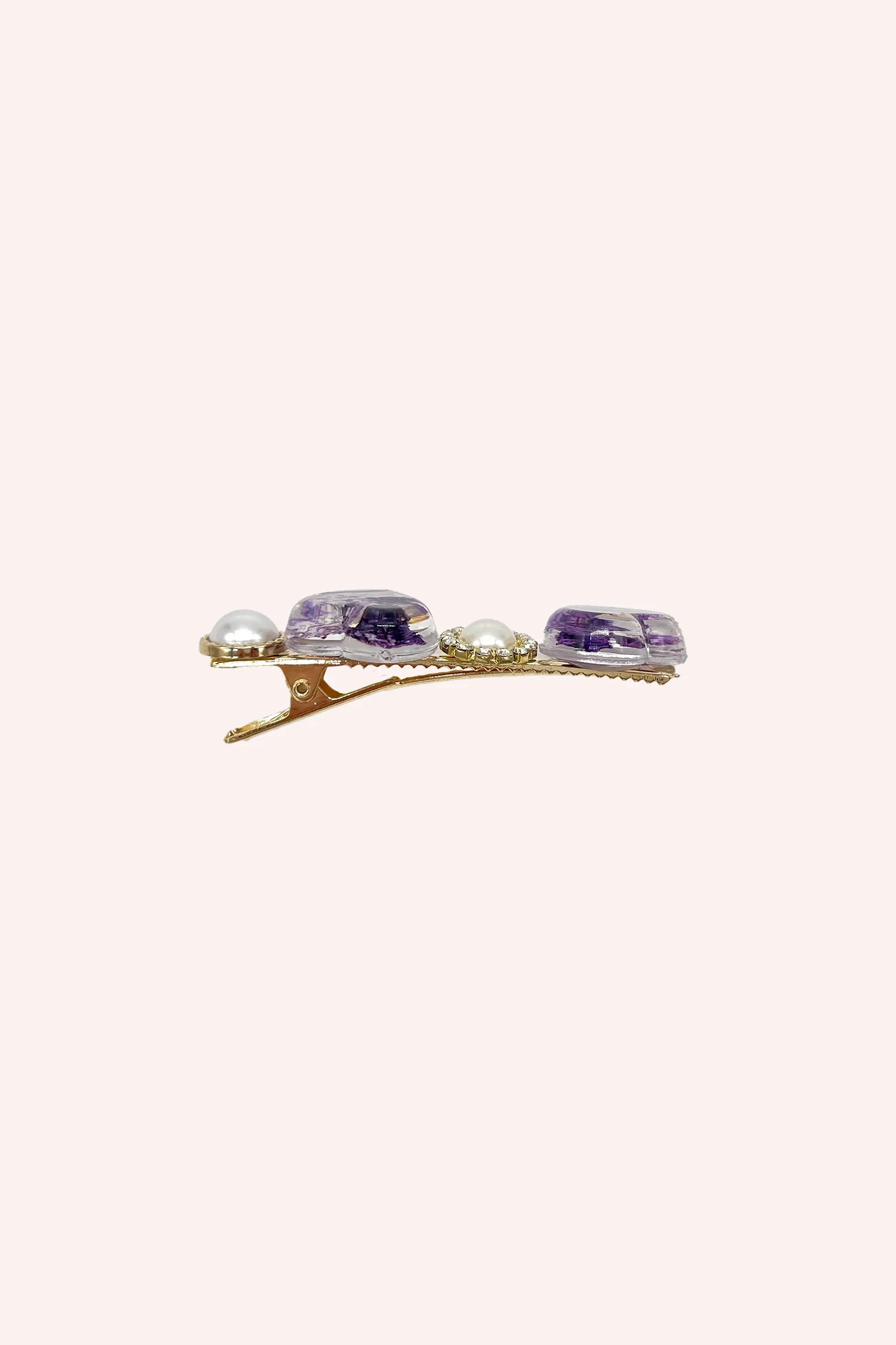 Purple Flower Hearts and Pearls Clamp Clip Annasui
