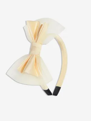 Rachel Riley Girls Tulle Bow Headband in Yellow